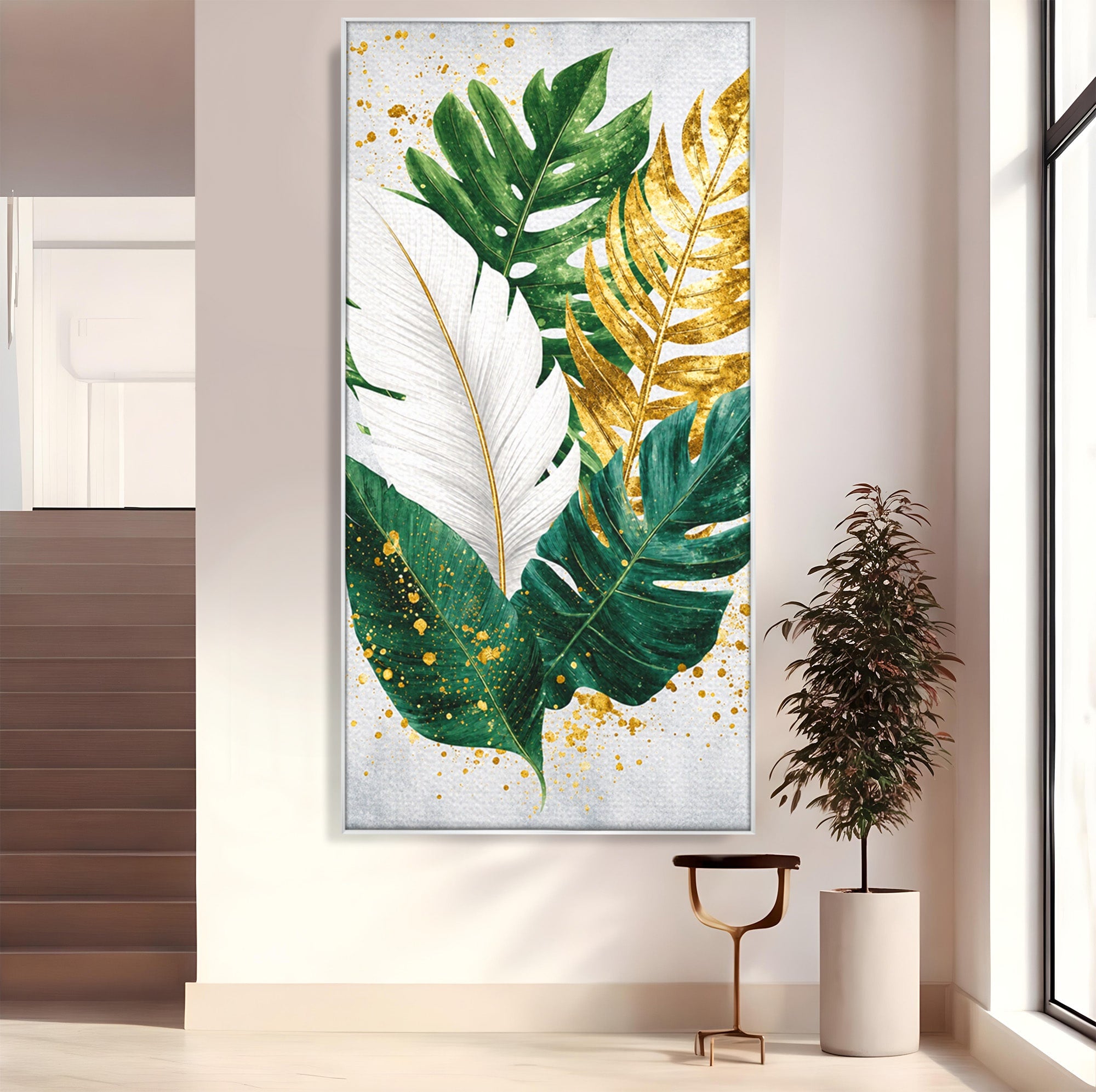 Tablou Canvas Premium LuxCanva® A1841, Frunze Tropicale, Frunze, Tropical, Natura, Living, Exotic, Culori Vibrante
