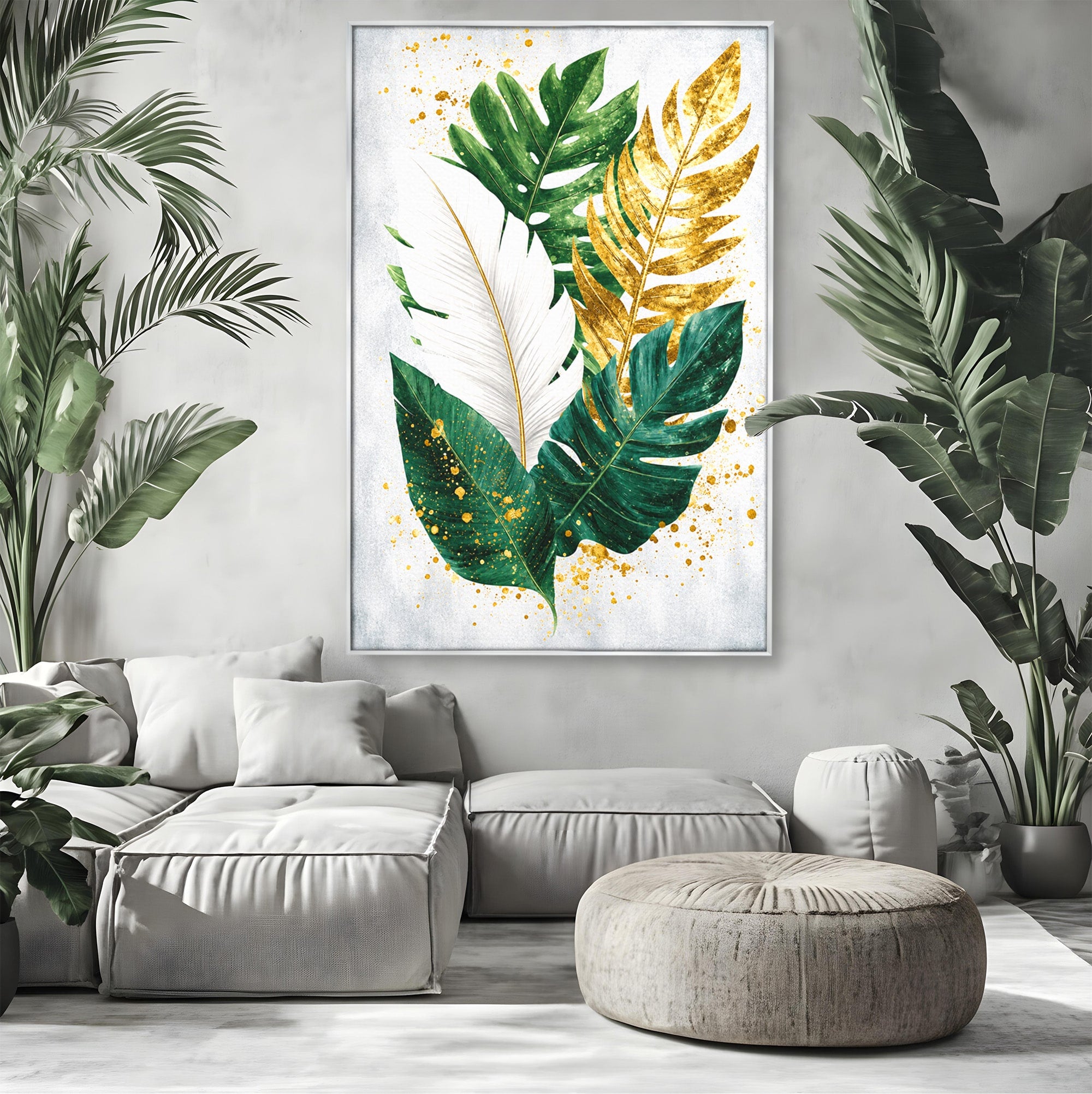 Tablou Canvas Premium LuxCanva® A1841, Frunze Tropicale, Frunze, Tropical, Natura, Living, Exotic, Culori Vibrante
