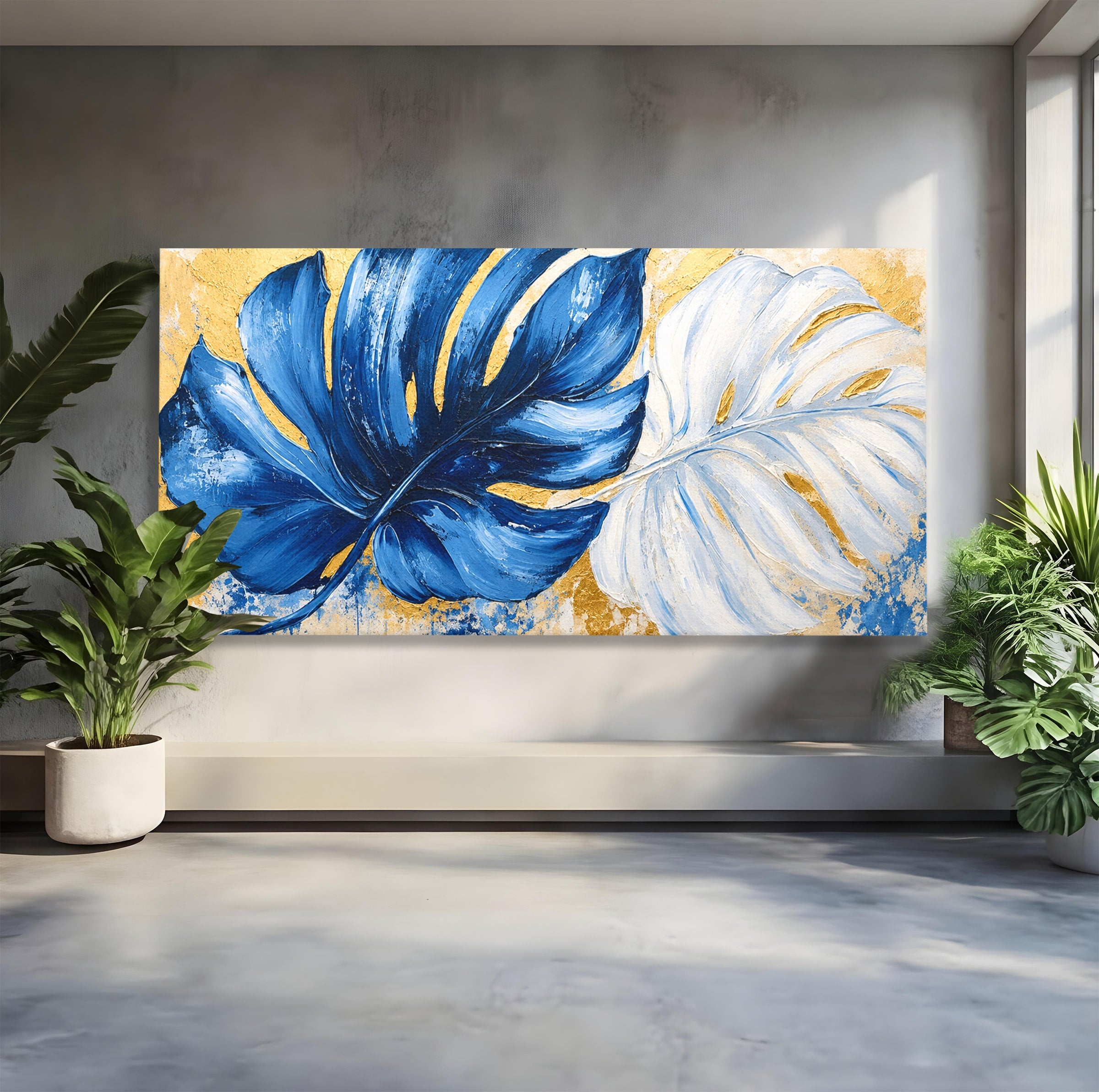 Tablou Canvas Premium LuxCanva® A1843, Armonie Tropicală, Frunze, Tropical, Abstract, Modern, Living, Dormitor, Culori Vibrante