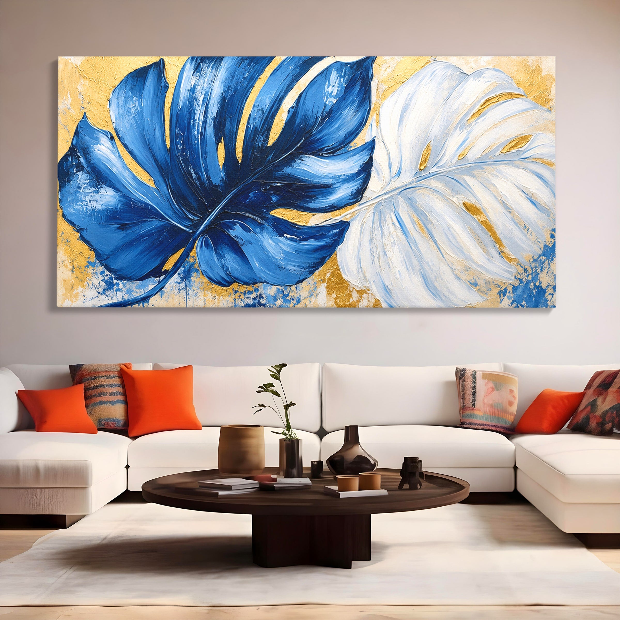 Tablou Canvas Premium LuxCanva® A1843, Armonie Tropicală, Frunze, Tropical, Abstract, Modern, Living, Dormitor, Culori Vibrante