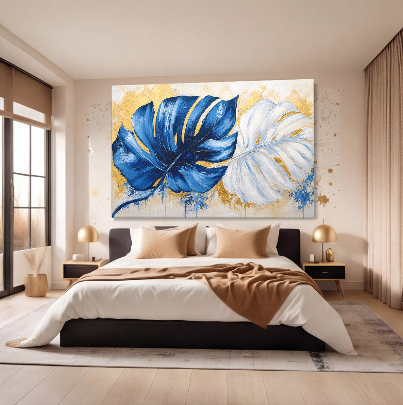 Tablou Canvas Premium LuxCanva® A1843, Armonie Tropicală, Frunze, Tropical, Abstract, Modern, Living, Dormitor, Culori Vibrante
