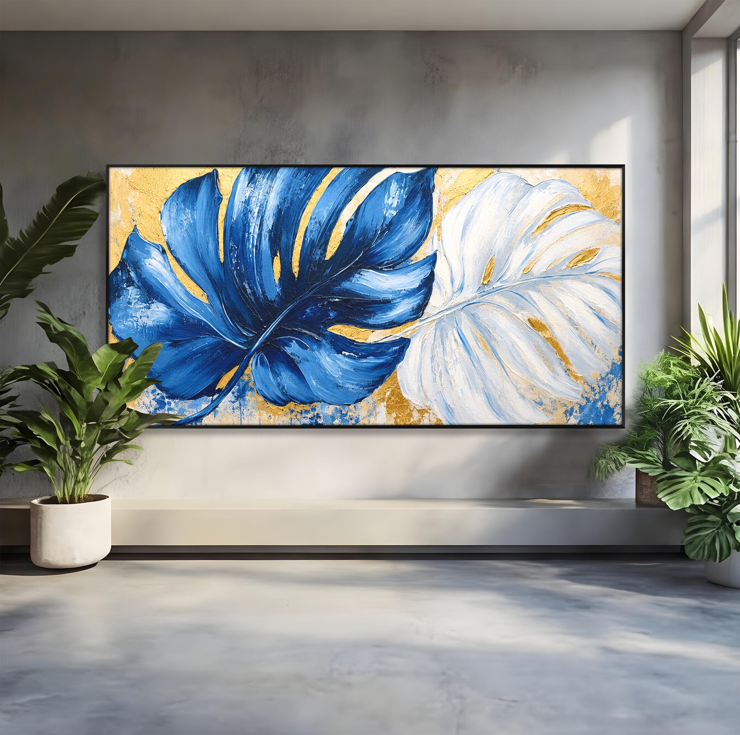 Tablou Canvas Premium LuxCanva® A1843, Armonie Tropicală, Frunze, Tropical, Abstract, Modern, Living, Dormitor, Culori Vibrante