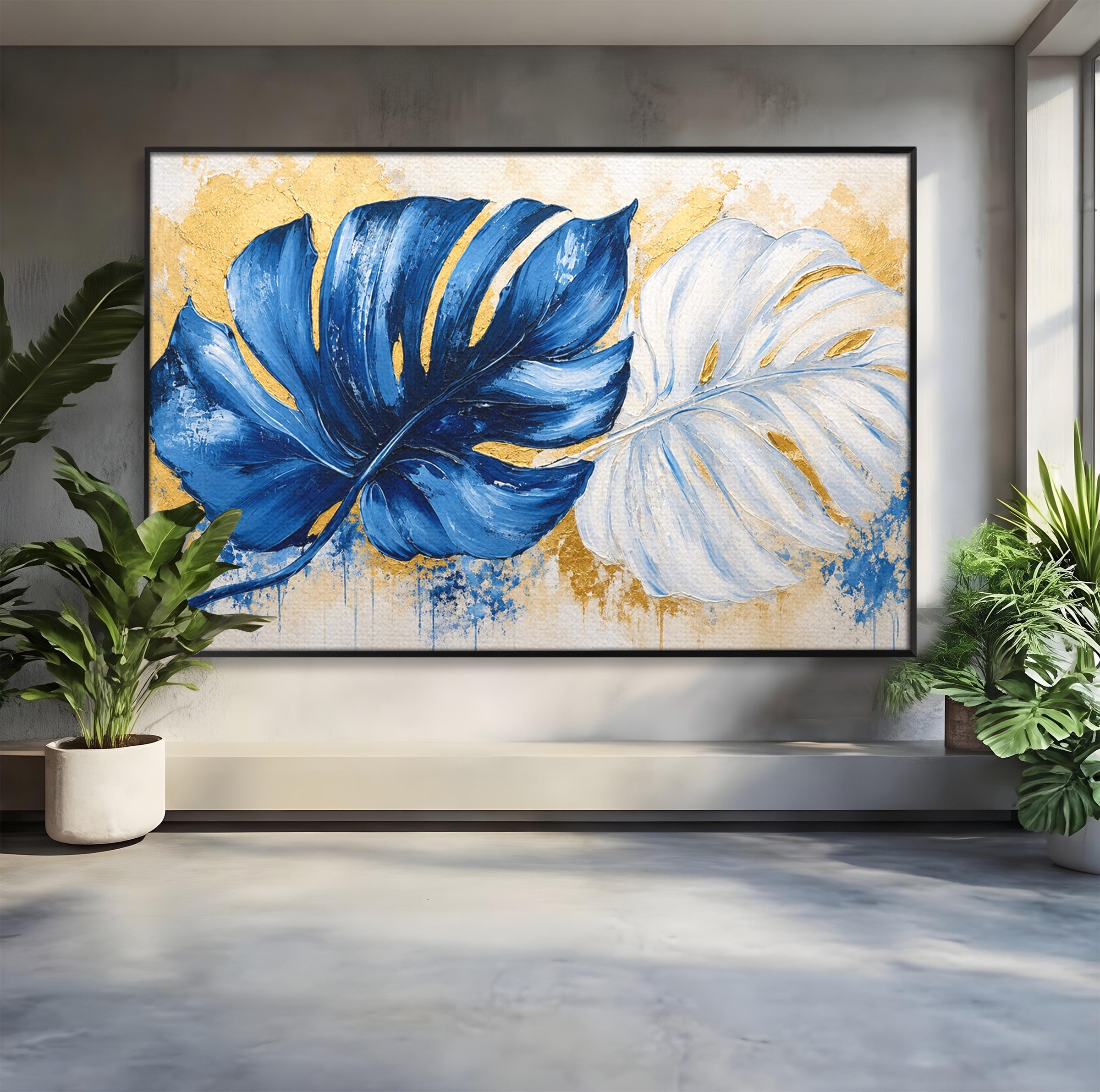 Tablou Canvas Premium LuxCanva® A1843, Armonie Tropicală, Frunze, Tropical, Abstract, Modern, Living, Dormitor, Culori Vibrante