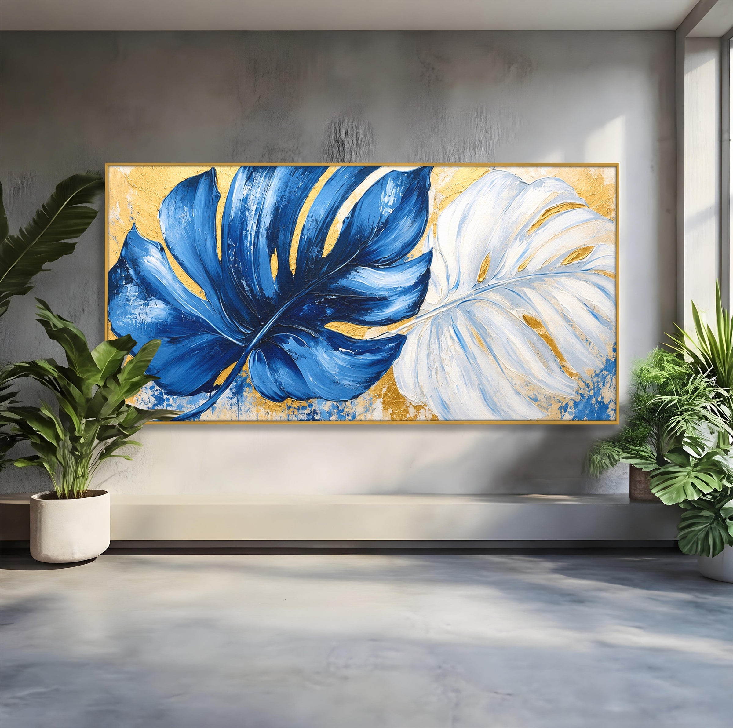 Tablou Canvas Premium LuxCanva® A1843, Armonie Tropicală, Frunze, Tropical, Abstract, Modern, Living, Dormitor, Culori Vibrante