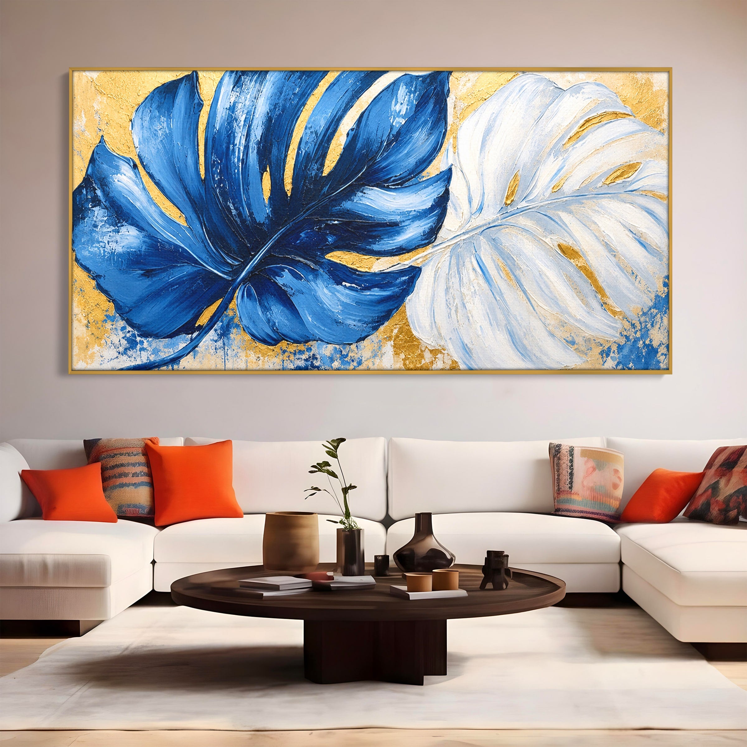 Tablou Canvas Premium LuxCanva® A1843, Armonie Tropicală, Frunze, Tropical, Abstract, Modern, Living, Dormitor, Culori Vibrante