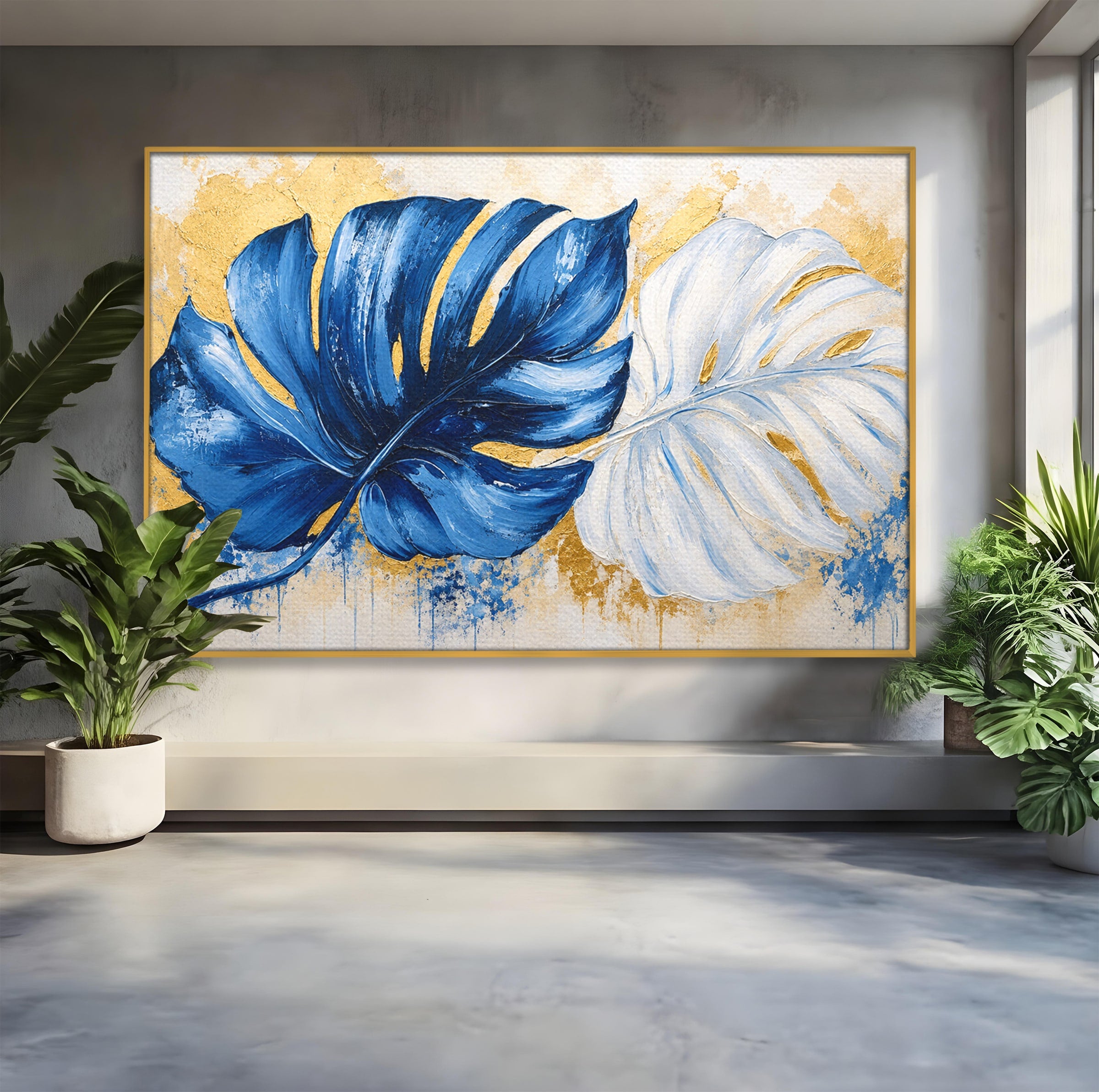 Tablou Canvas Premium LuxCanva® A1843, Armonie Tropicală, Frunze, Tropical, Abstract, Modern, Living, Dormitor, Culori Vibrante
