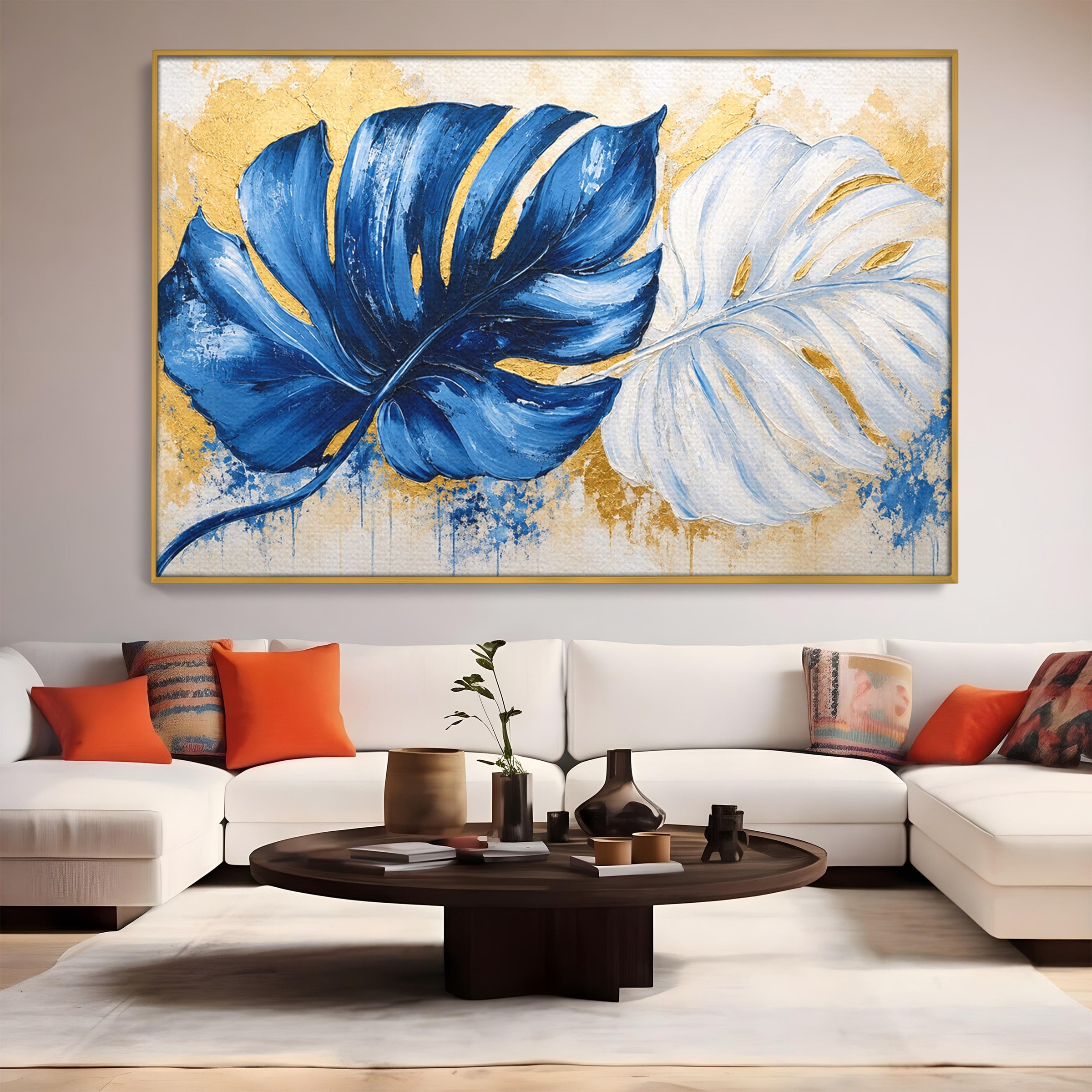 Tablou Canvas Premium LuxCanva® A1843, Armonie Tropicală, Frunze, Tropical, Abstract, Modern, Living, Dormitor, Culori Vibrante