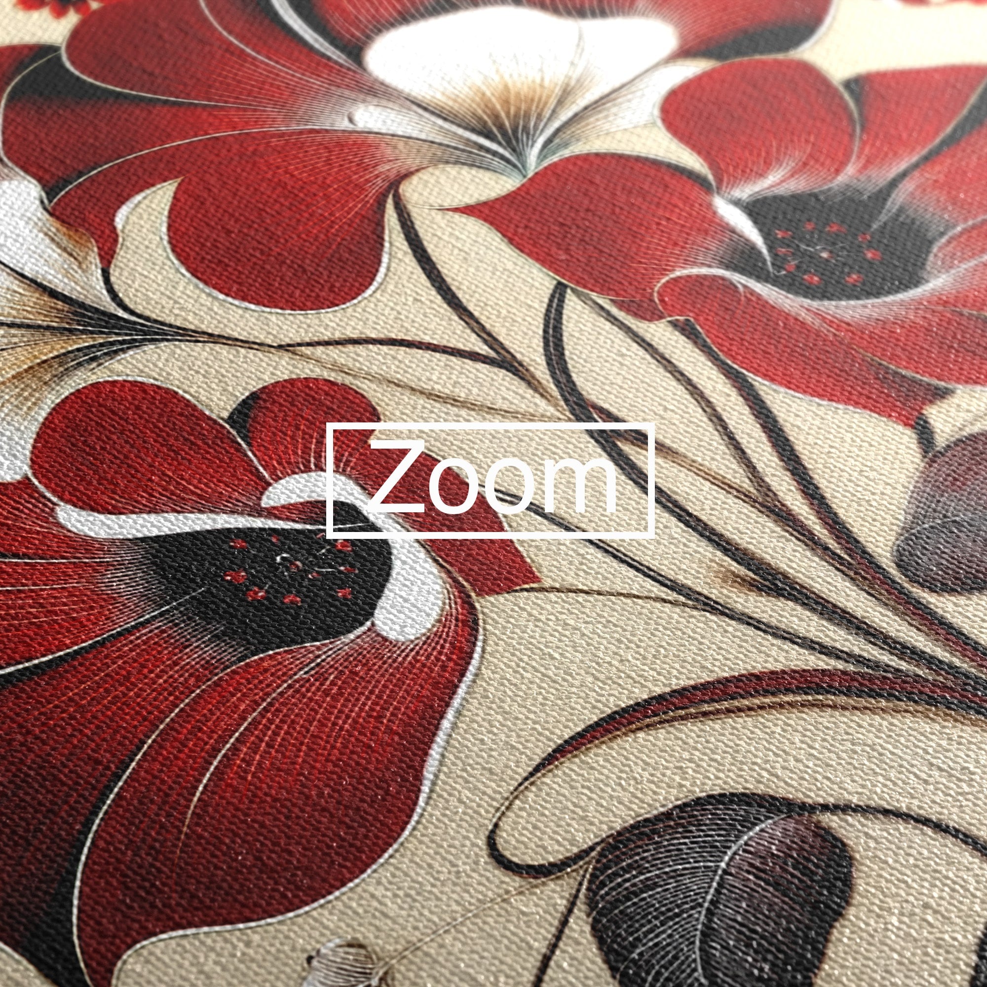 Tablou Canvas Premium LuxCanva® A1844, Flori Rosii Pe Fundal Bej, Flori, Natura, Arta Abstracta, Decor Elegant, Living, Dormitor, Culori Vibrante