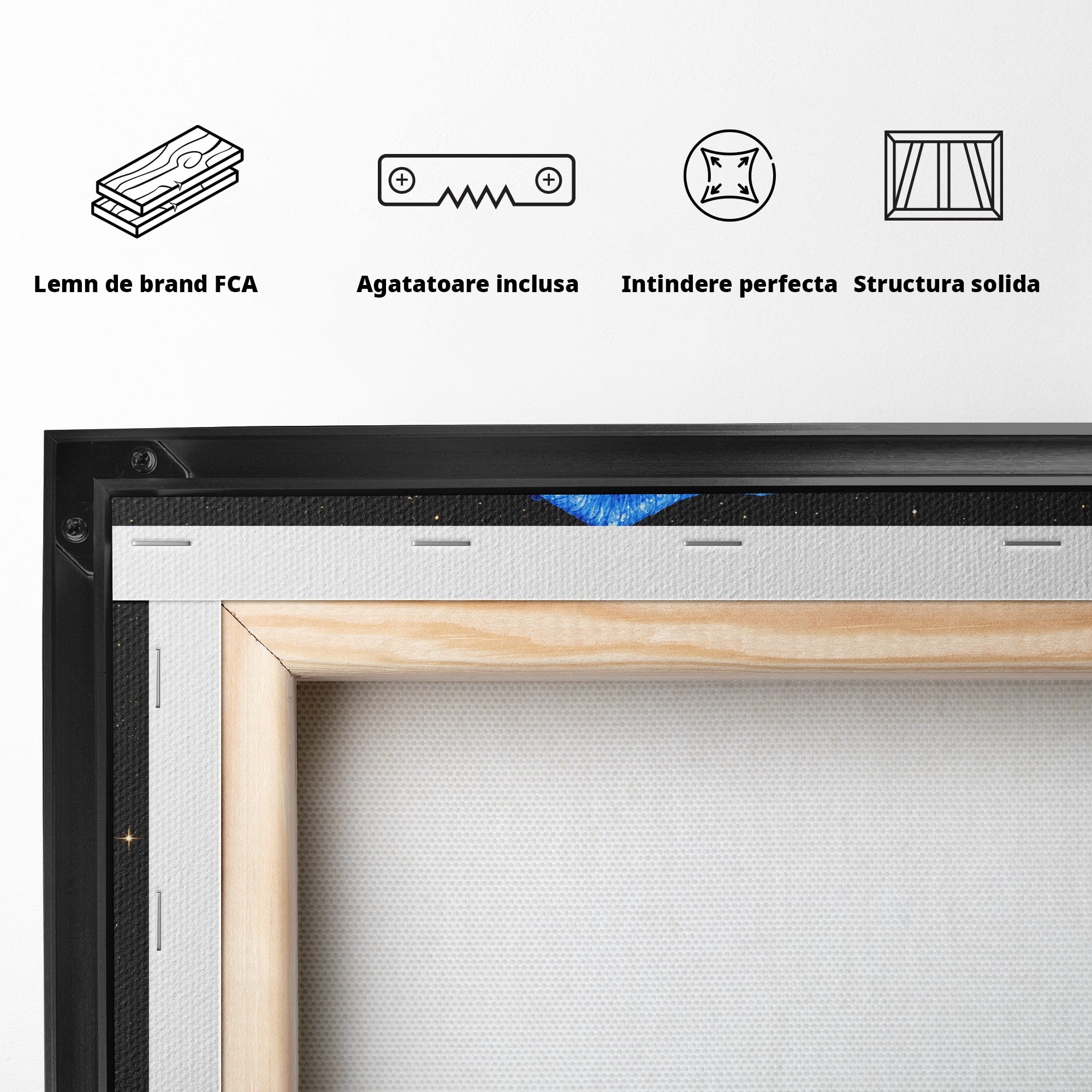 Tablou Canvas Premium LuxCanva® A1845, Noapte de Safir, Trandafir, Floare, Lux, Eleganta, Dormitor, Living, Culori Vibrante