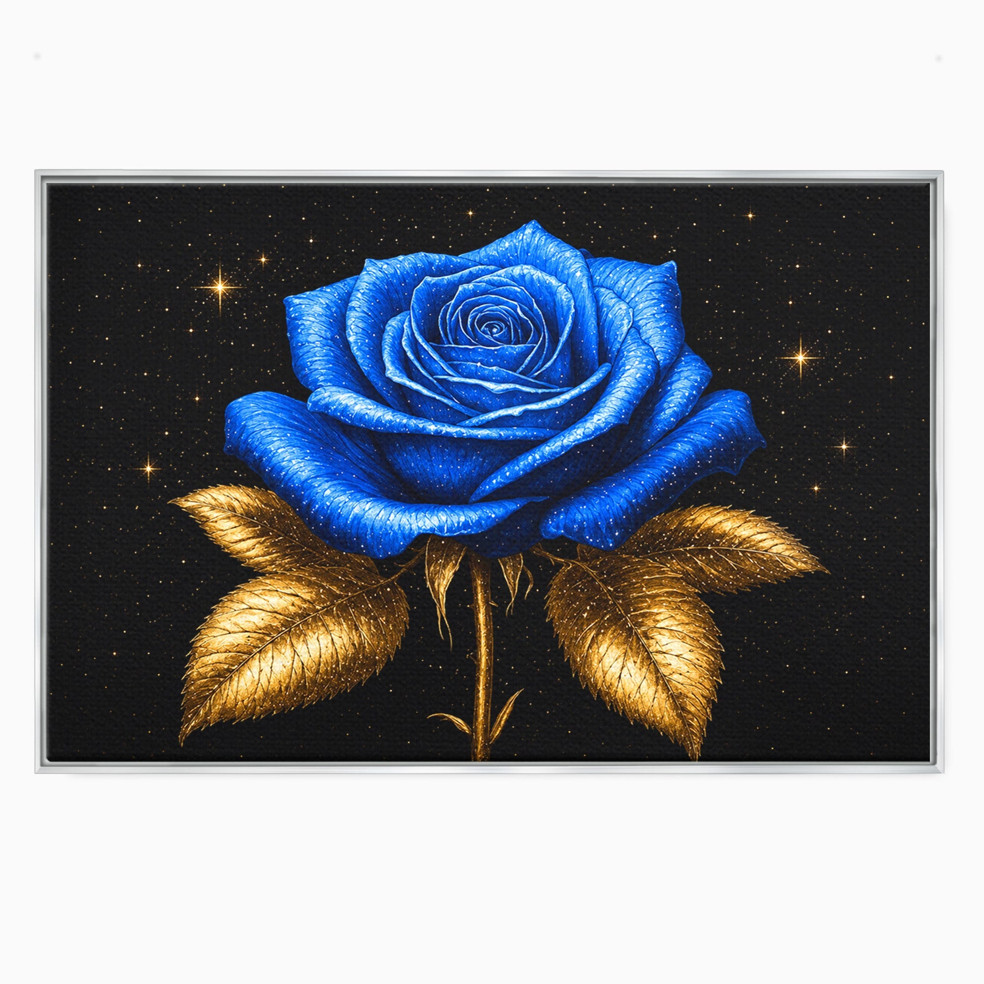 Tablou Canvas Premium LuxCanva® A1845, Noapte de Safir, Trandafir, Floare, Lux, Eleganta, Dormitor, Living, Culori Vibrante