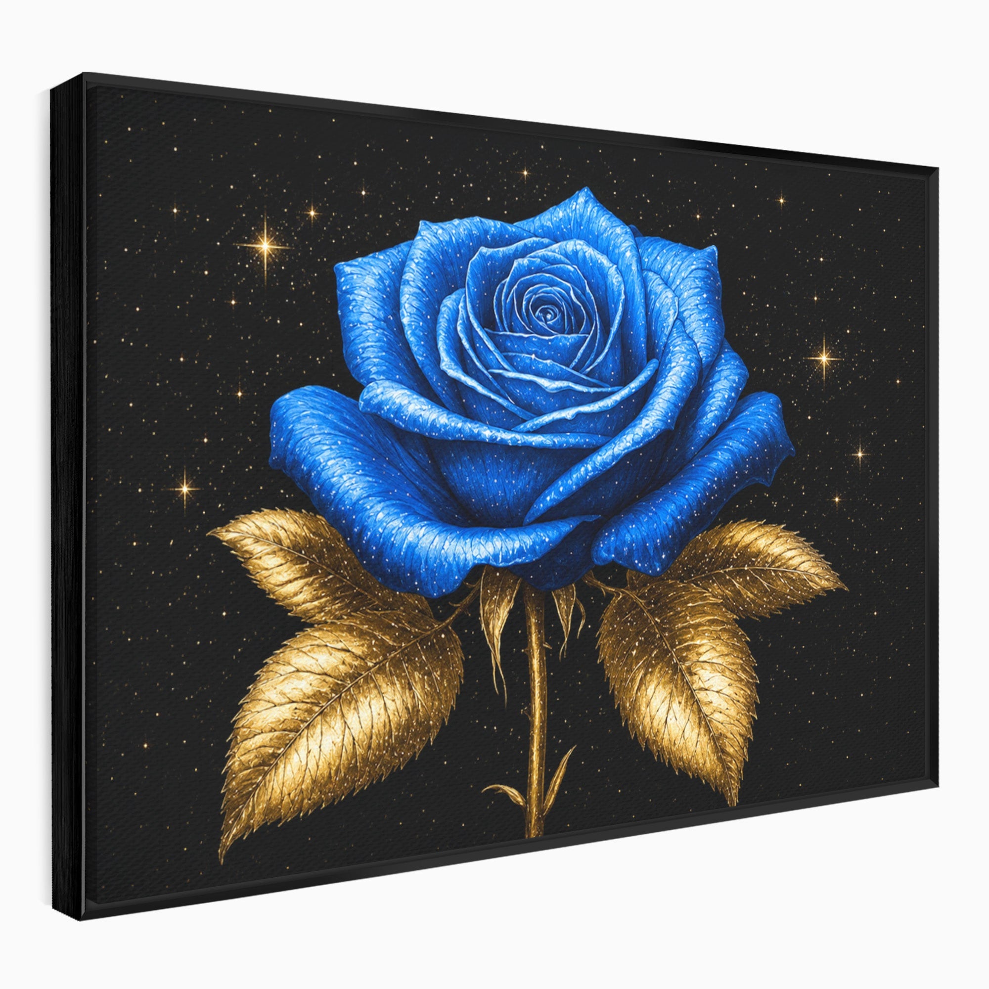 Tablou Canvas Premium LuxCanva® A1845, Noapte de Safir, Trandafir, Floare, Lux, Eleganta, Dormitor, Living, Culori Vibrante