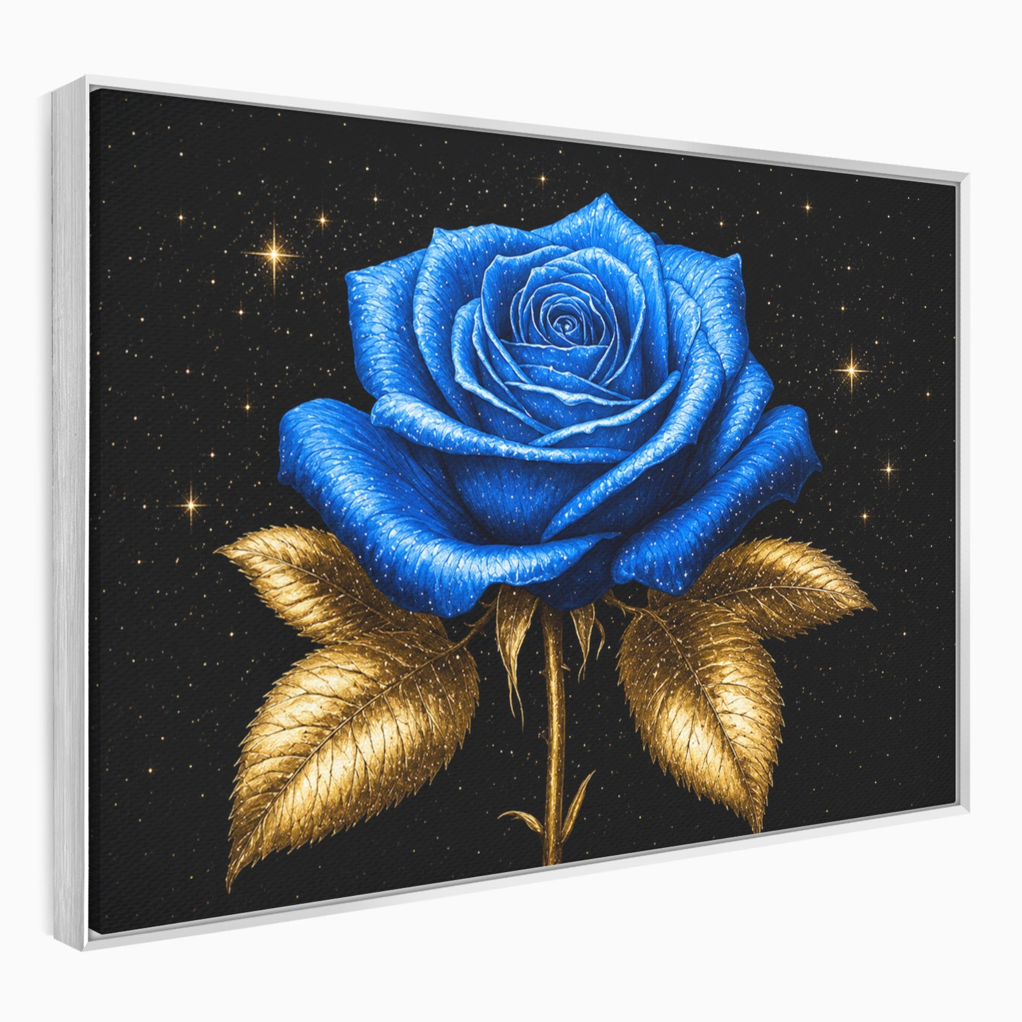 Tablou Canvas Premium LuxCanva® A1845, Noapte de Safir, Trandafir, Floare, Lux, Eleganta, Dormitor, Living, Culori Vibrante