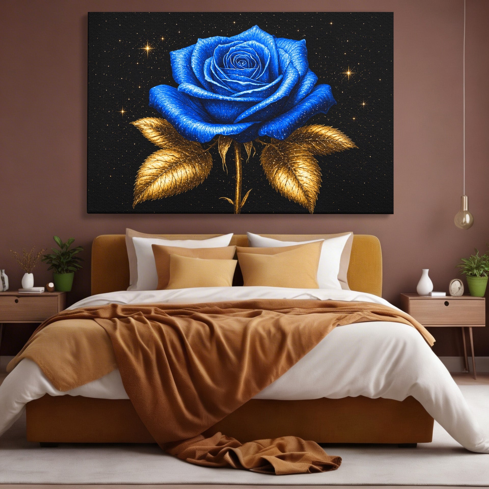 Tablou Canvas Premium LuxCanva® A1845, Noapte de Safir, Trandafir, Floare, Lux, Eleganta, Dormitor, Living, Culori Vibrante