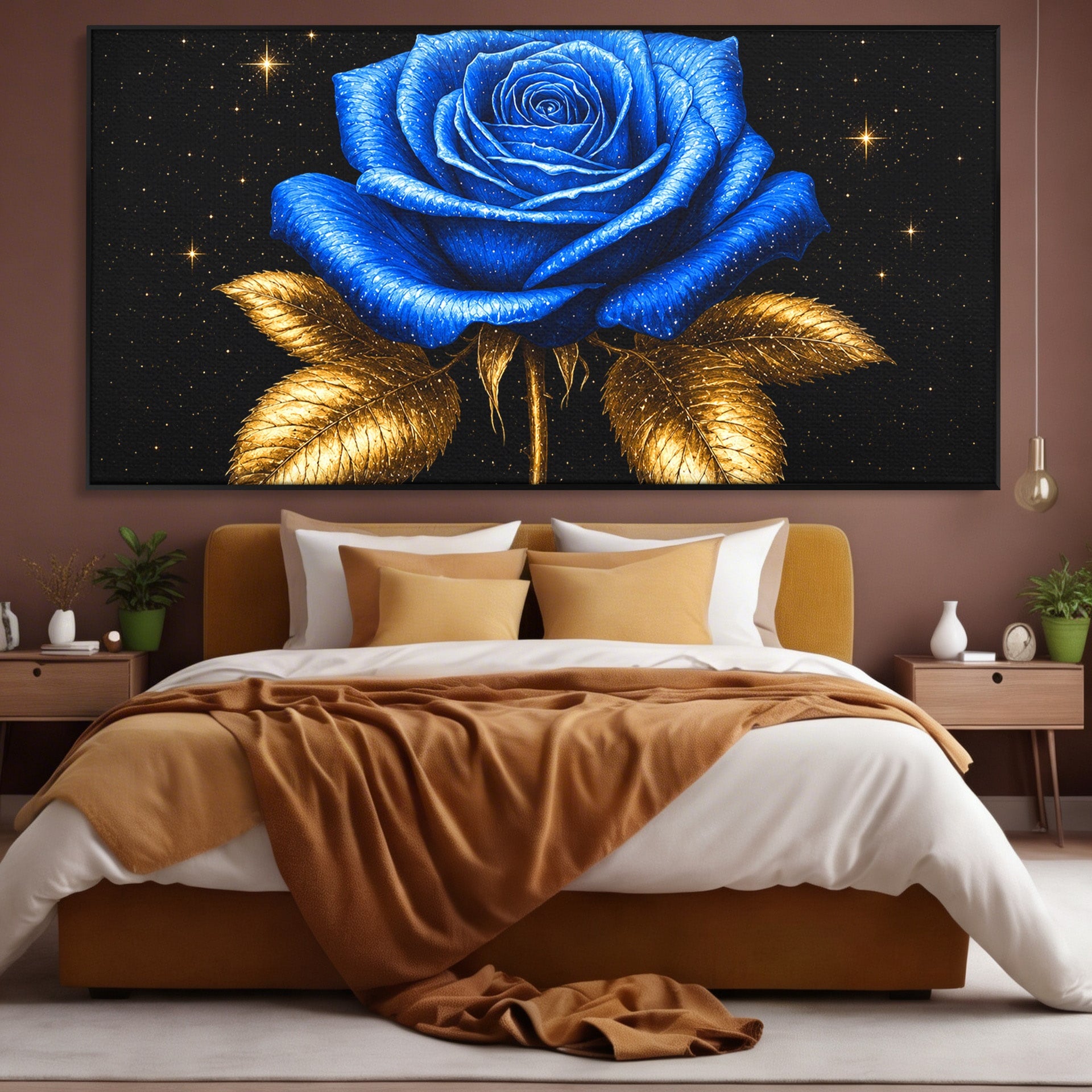 Tablou Canvas Premium LuxCanva® A1845, Noapte de Safir, Trandafir, Floare, Lux, Eleganta, Dormitor, Living, Culori Vibrante
