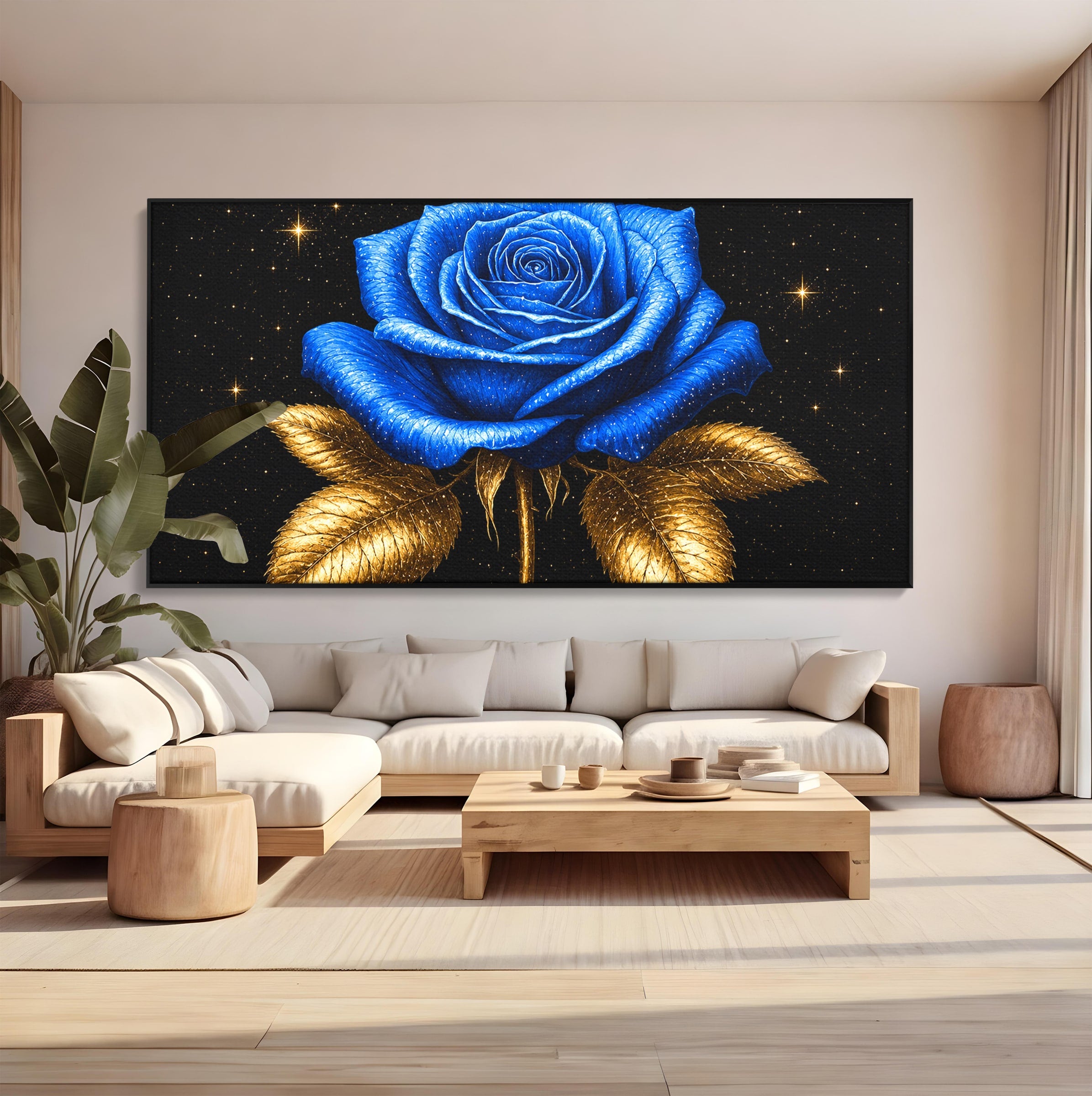 Tablou Canvas Premium LuxCanva® A1845, Noapte de Safir, Trandafir, Floare, Lux, Eleganta, Dormitor, Living, Culori Vibrante