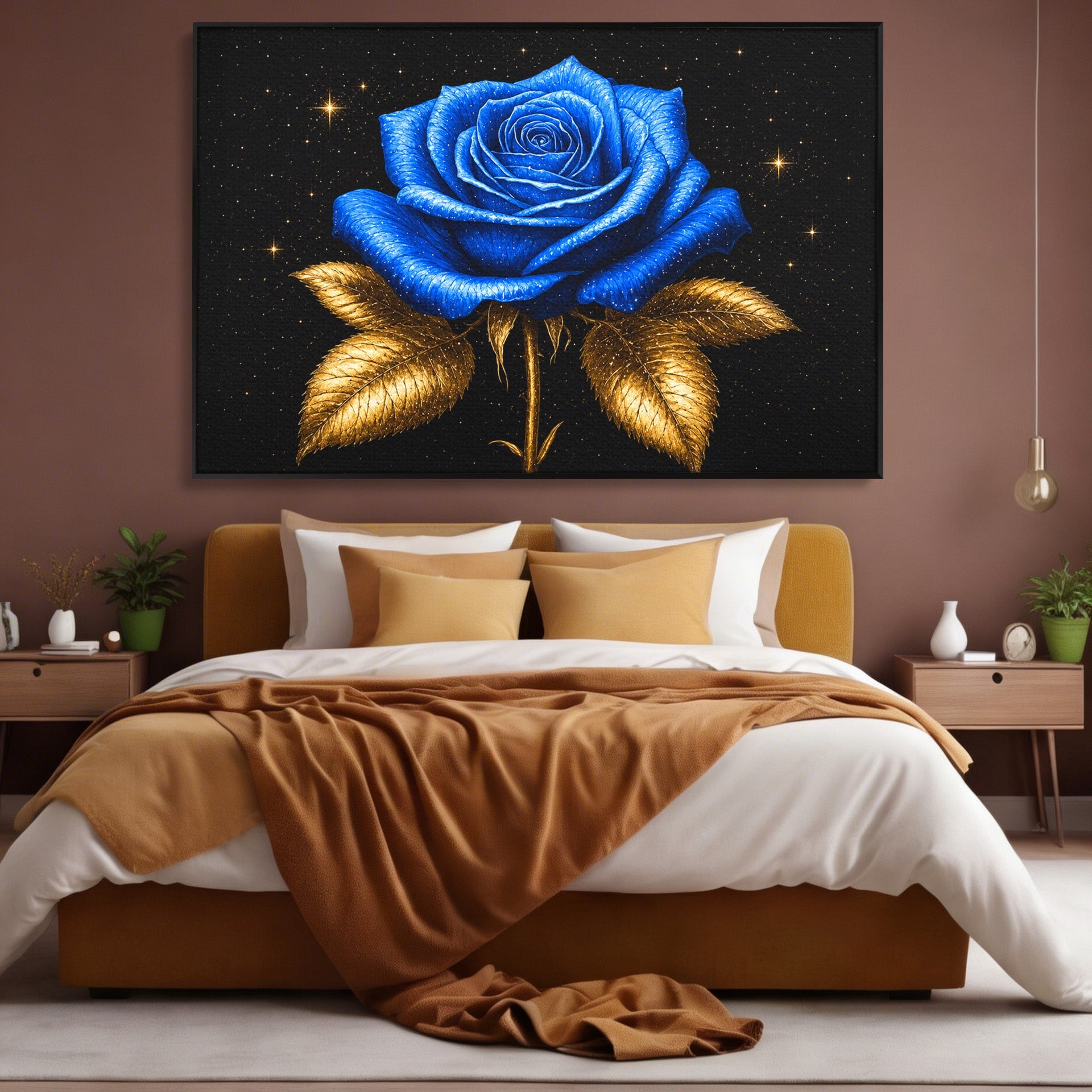 Tablou Canvas Premium LuxCanva® A1845, Noapte de Safir, Trandafir, Floare, Lux, Eleganta, Dormitor, Living, Culori Vibrante