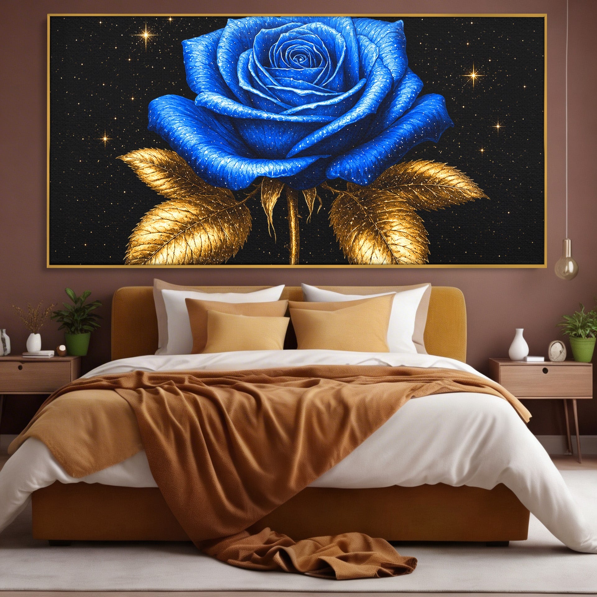 Tablou Canvas Premium LuxCanva® A1845, Noapte de Safir, Trandafir, Floare, Lux, Eleganta, Dormitor, Living, Culori Vibrante