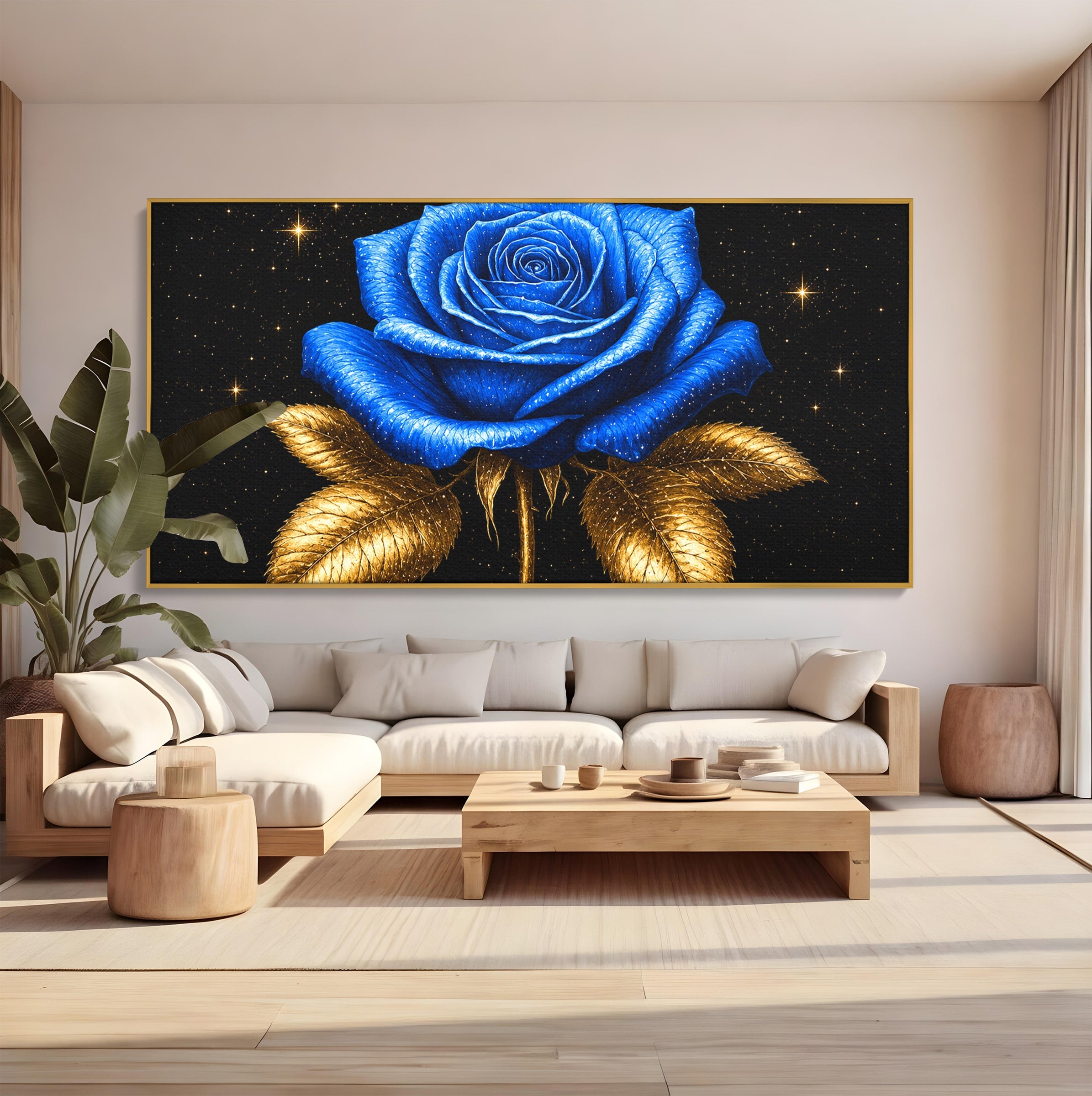 Tablou Canvas Premium LuxCanva® A1845, Noapte de Safir, Trandafir, Floare, Lux, Eleganta, Dormitor, Living, Culori Vibrante