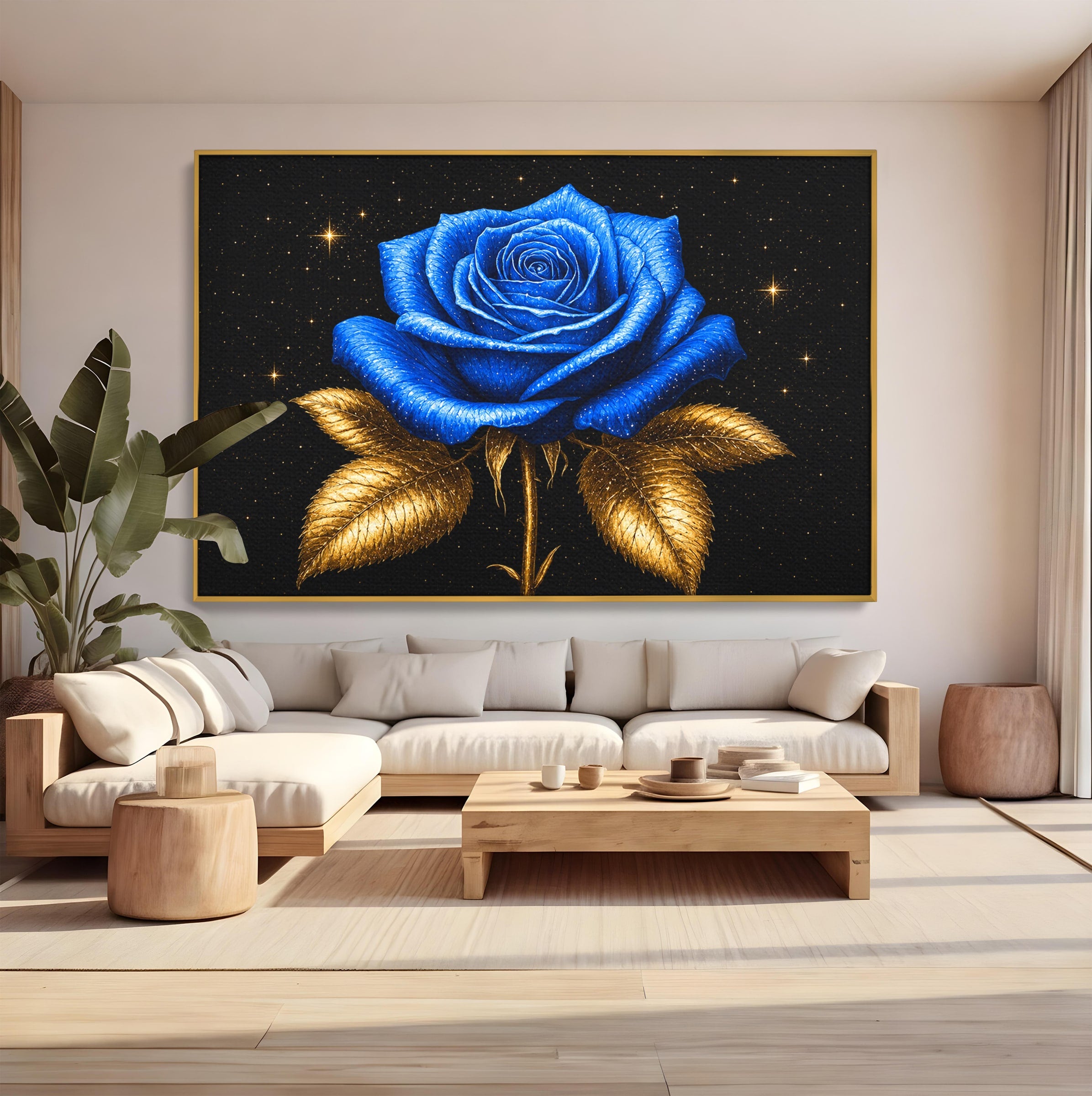 Tablou Canvas Premium LuxCanva® A1845, Noapte de Safir, Trandafir, Floare, Lux, Eleganta, Dormitor, Living, Culori Vibrante