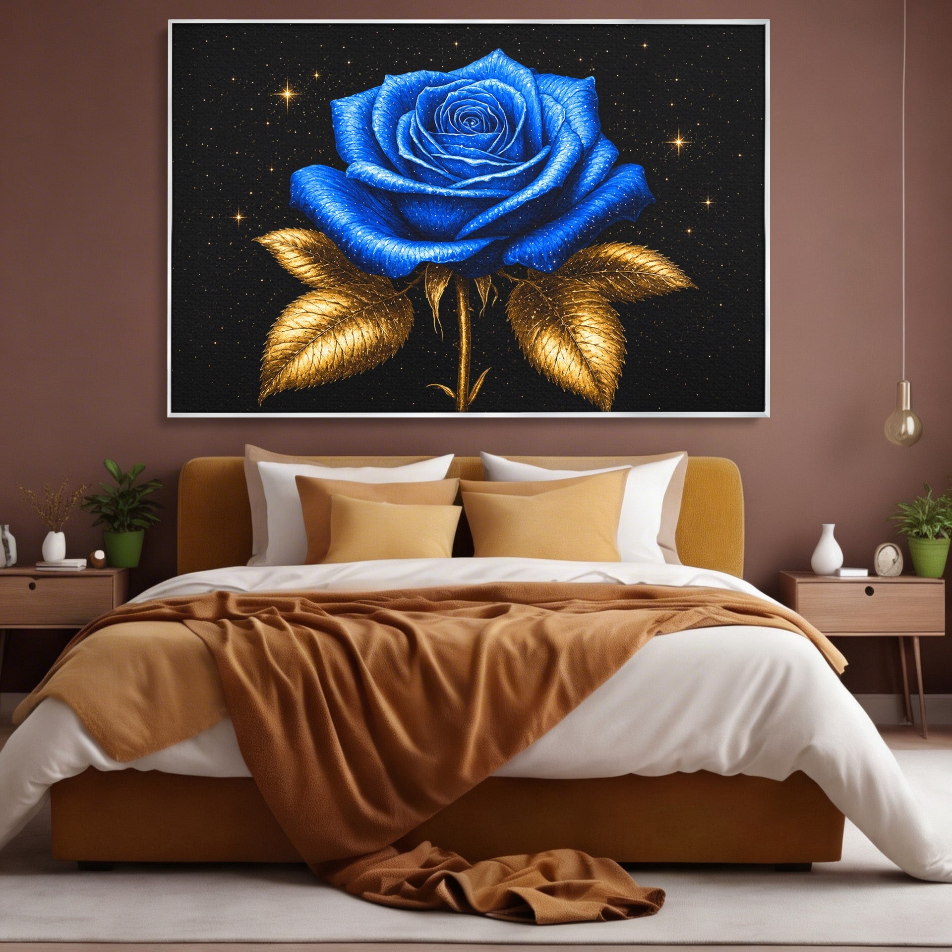 Tablou Canvas Premium LuxCanva® A1845, Noapte de Safir, Trandafir, Floare, Lux, Eleganta, Dormitor, Living, Culori Vibrante