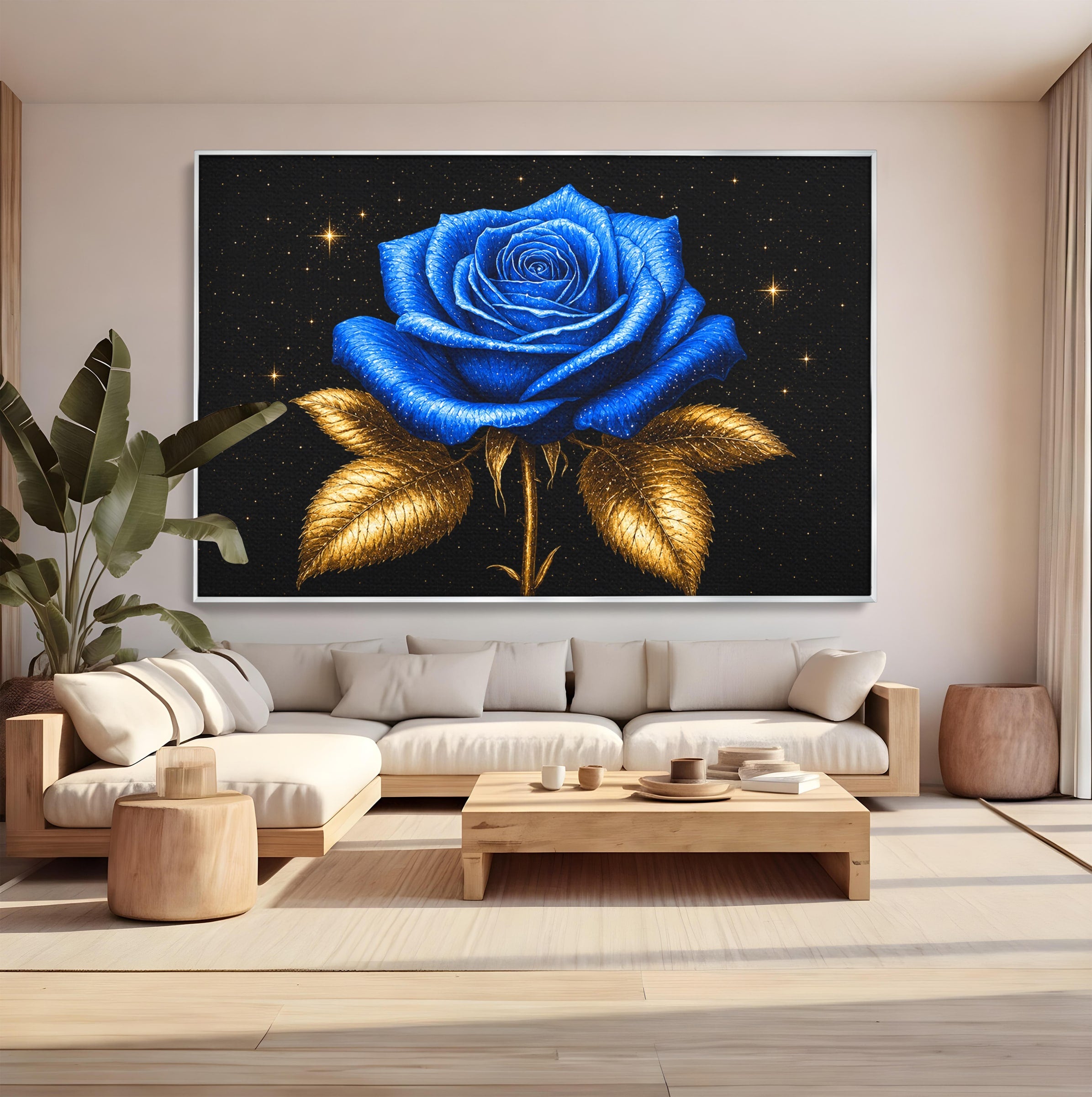 Tablou Canvas Premium LuxCanva® A1845, Noapte de Safir, Trandafir, Floare, Lux, Eleganta, Dormitor, Living, Culori Vibrante