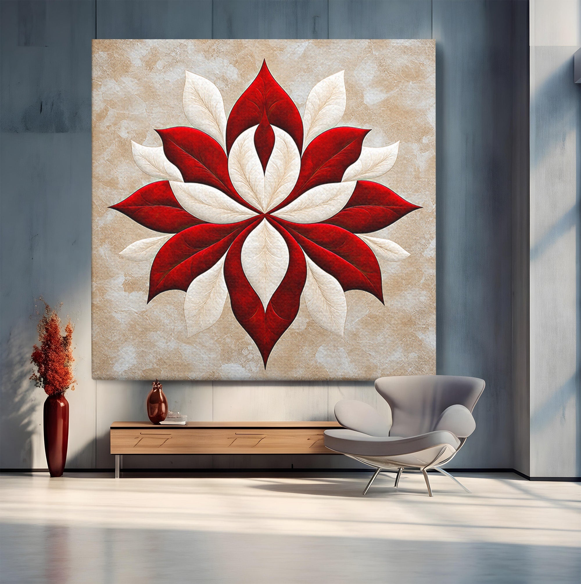 Tablou Canvas Premium LuxCanva® A1846, Floare Simetrica Abstracta, Floare, Abstract, Simetrie, Arta Moderna, Dormitor, Culori Vibrante