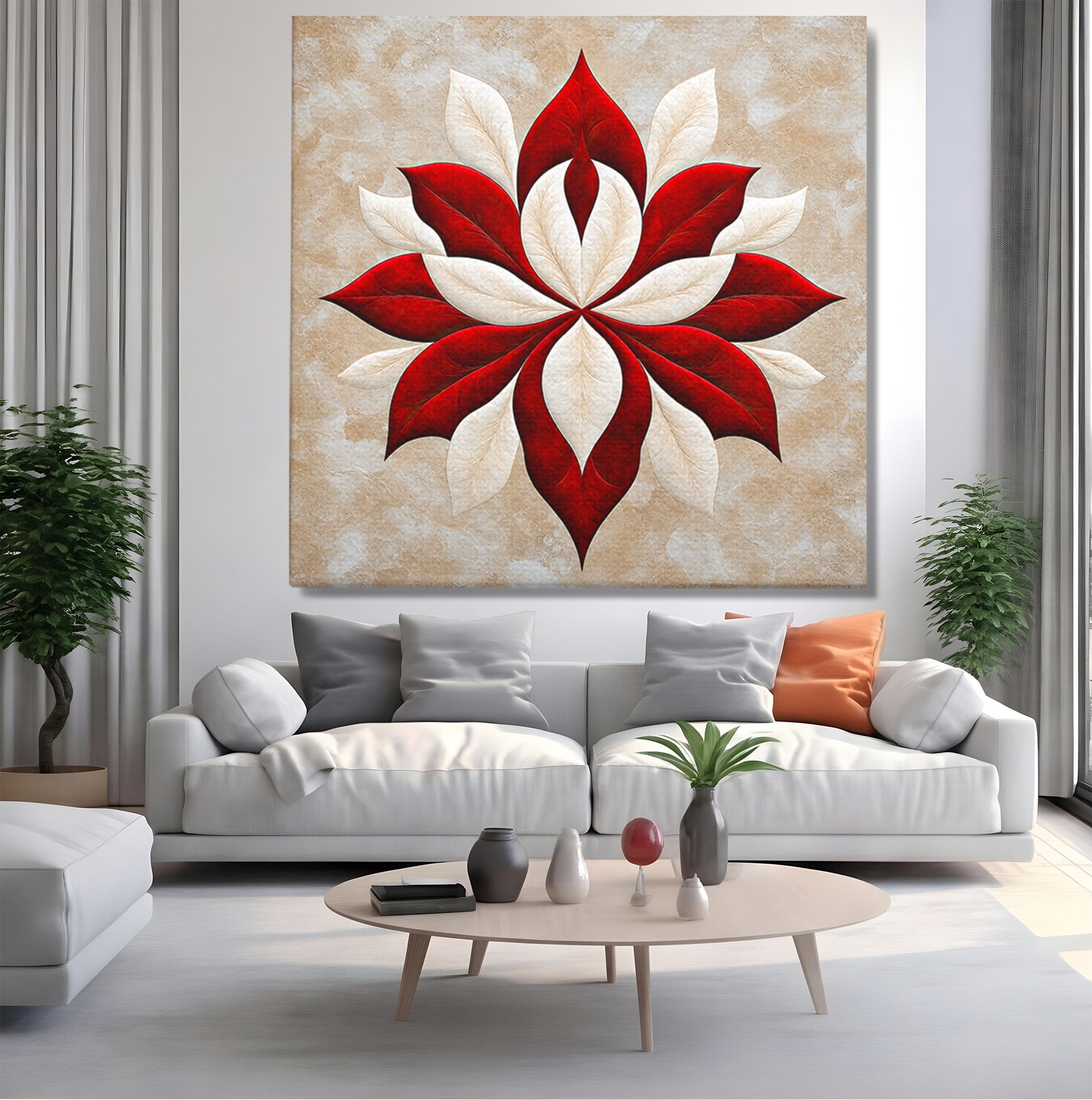 Tablou Canvas Premium LuxCanva® A1846, Floare Simetrica Abstracta, Floare, Abstract, Simetrie, Arta Moderna, Dormitor, Culori Vibrante