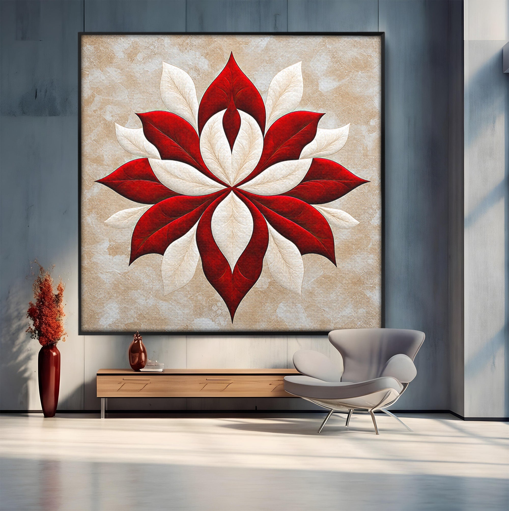 Tablou Canvas Premium LuxCanva® A1846, Floare Simetrica Abstracta, Floare, Abstract, Simetrie, Arta Moderna, Dormitor, Culori Vibrante