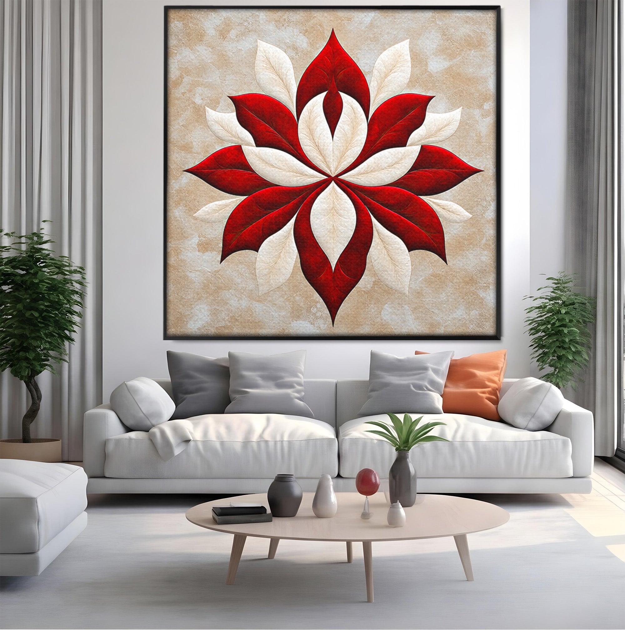Tablou Canvas Premium LuxCanva® A1846, Floare Simetrica Abstracta, Floare, Abstract, Simetrie, Arta Moderna, Dormitor, Culori Vibrante