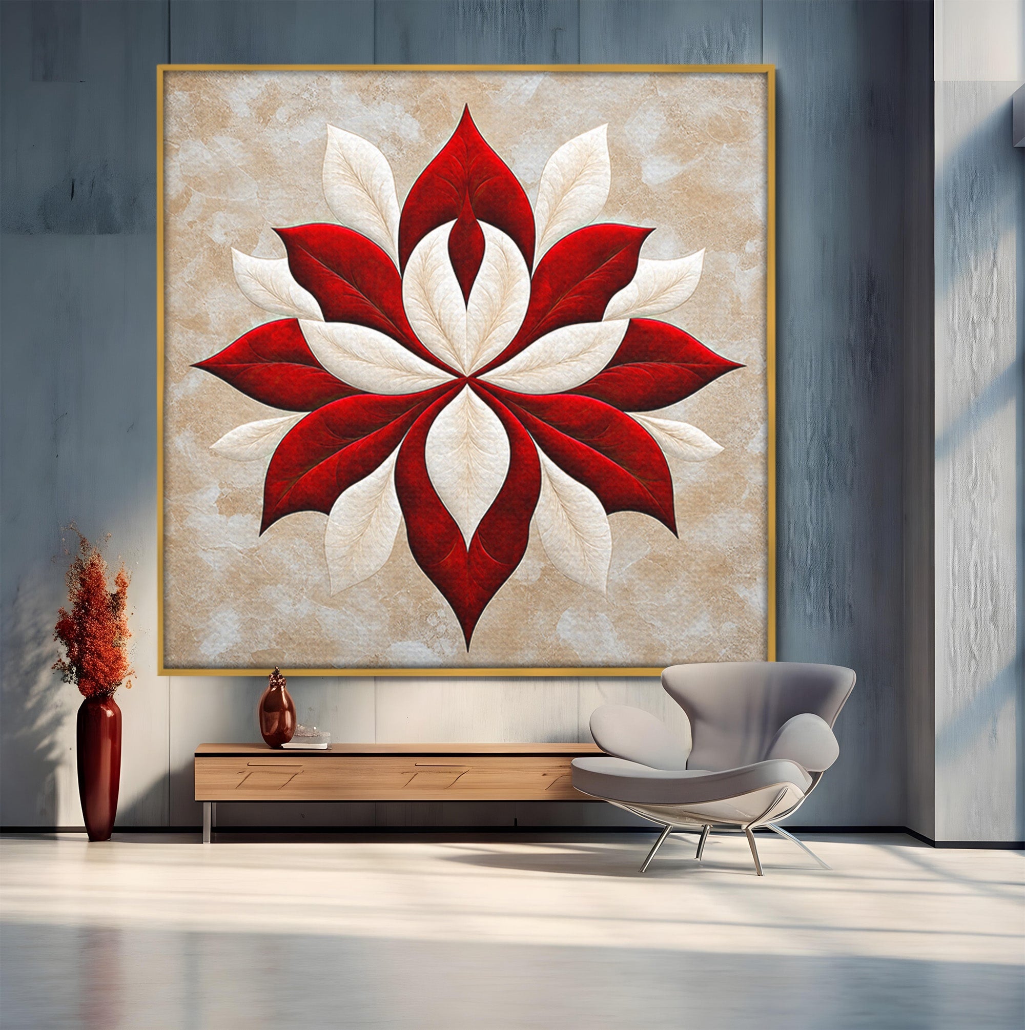 Tablou Canvas Premium LuxCanva® A1846, Floare Simetrica Abstracta, Floare, Abstract, Simetrie, Arta Moderna, Dormitor, Culori Vibrante