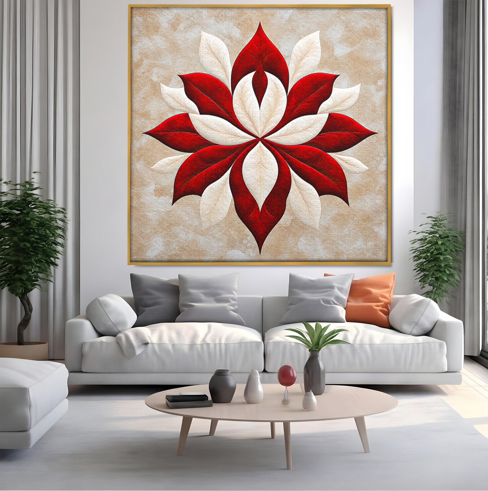 Tablou Canvas Premium LuxCanva® A1846, Floare Simetrica Abstracta, Floare, Abstract, Simetrie, Arta Moderna, Dormitor, Culori Vibrante