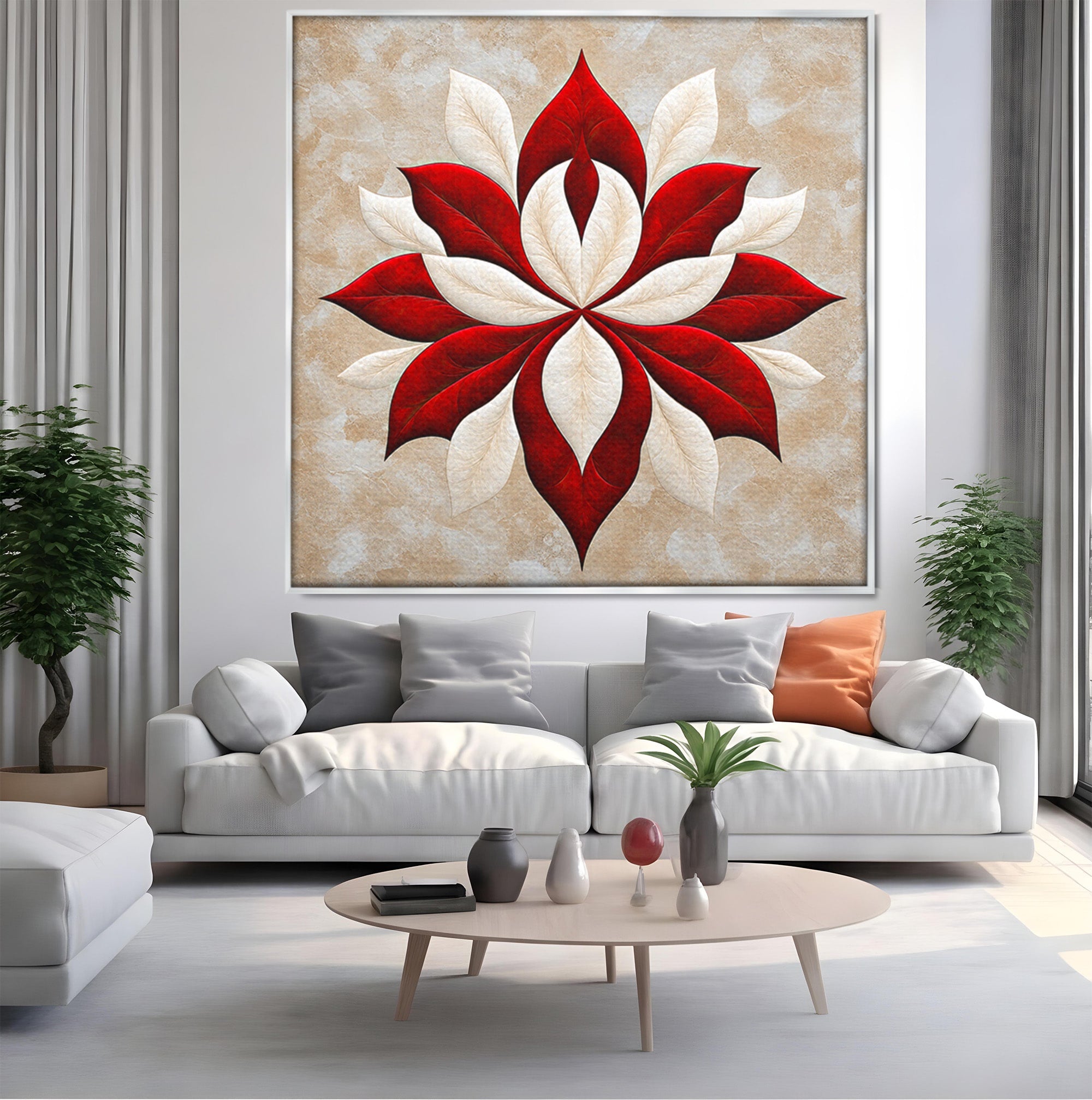 Tablou Canvas Premium LuxCanva® A1846, Floare Simetrica Abstracta, Floare, Abstract, Simetrie, Arta Moderna, Dormitor, Culori Vibrante