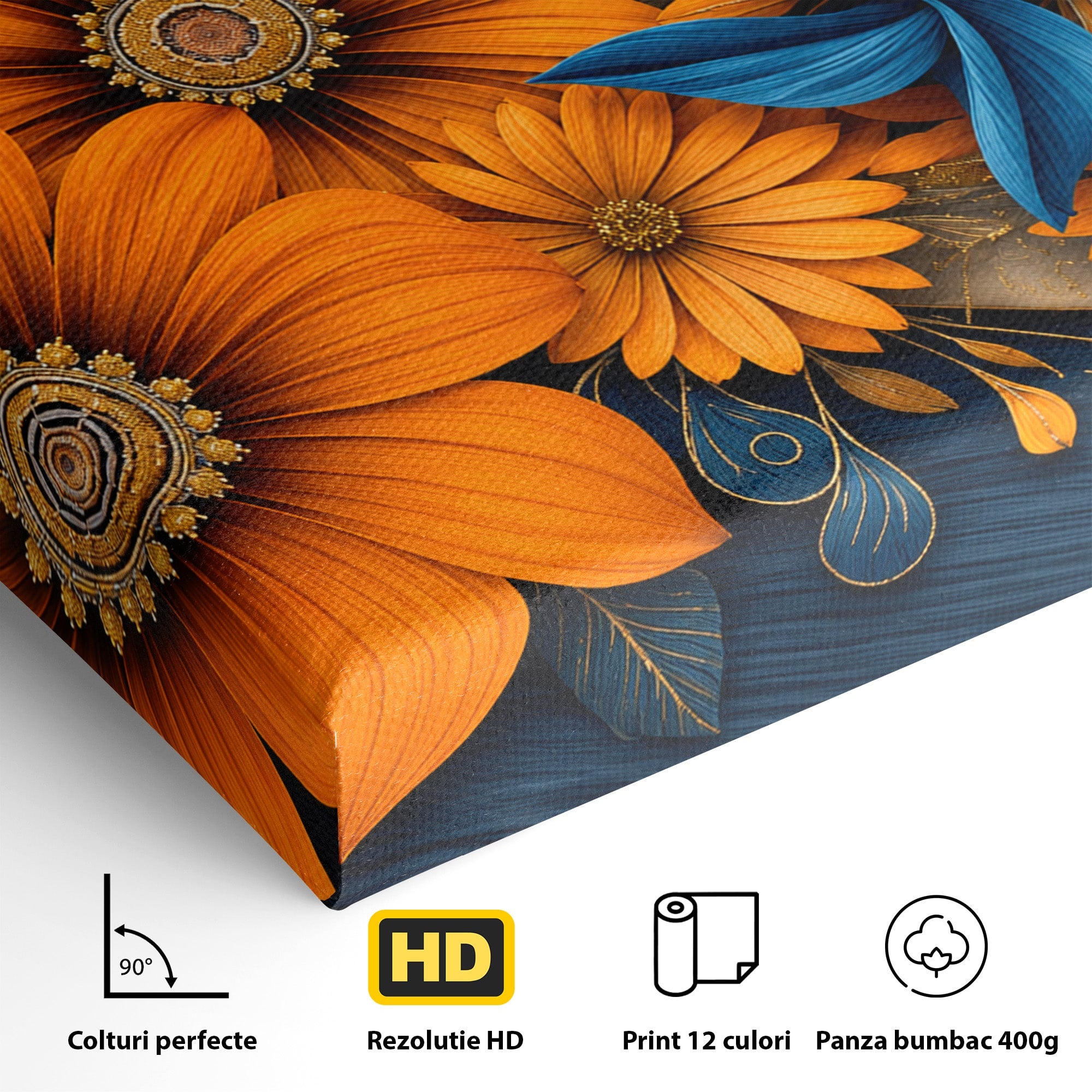 Tablou Canvas Premium LuxCanva® A1847, Flori De Toamna Abundente, Flori, Toamna, Abstract, Elegant, Living, Culori Vibrante