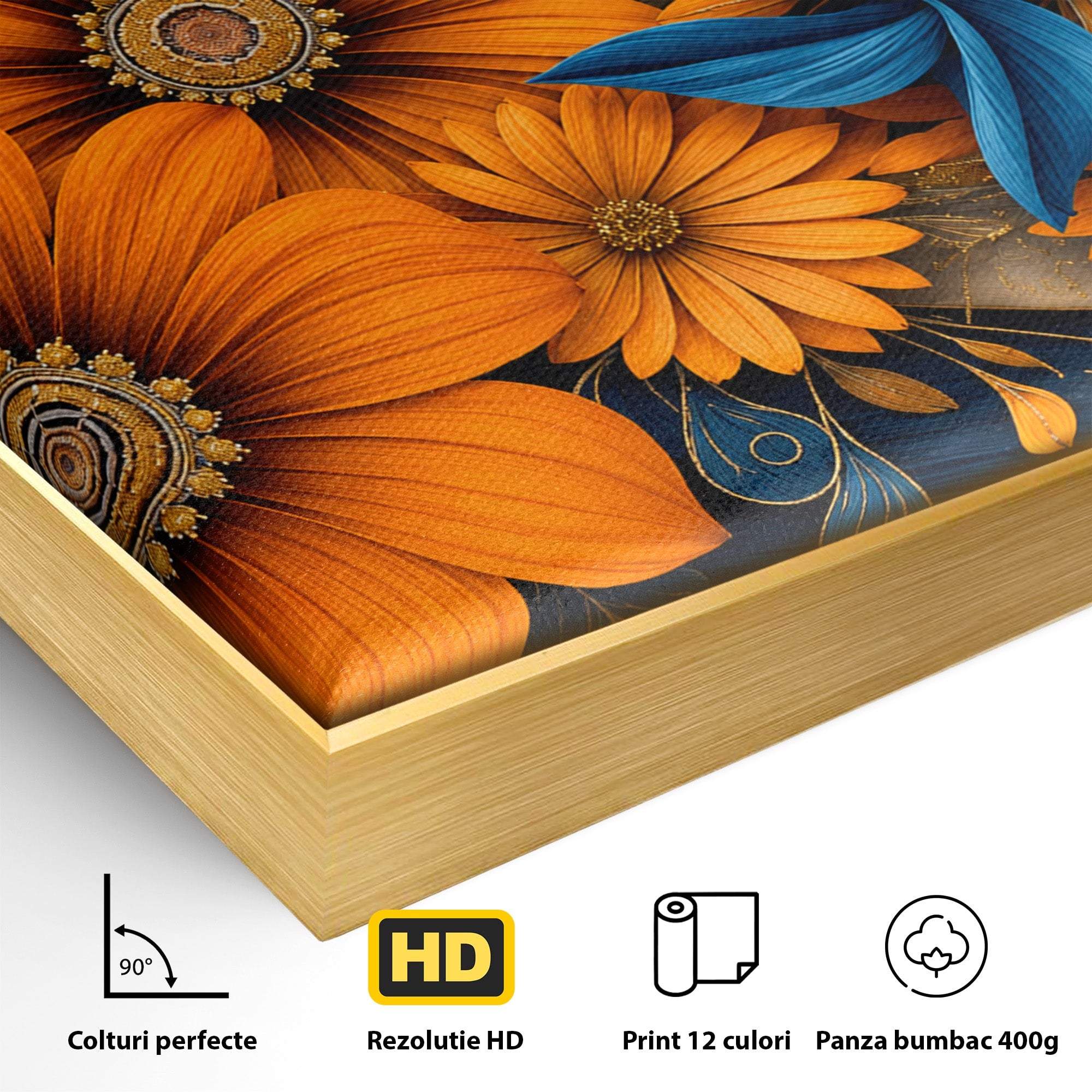 Tablou Canvas Premium LuxCanva® A1847, Flori De Toamna Abundente, Flori, Toamna, Abstract, Elegant, Living, Culori Vibrante