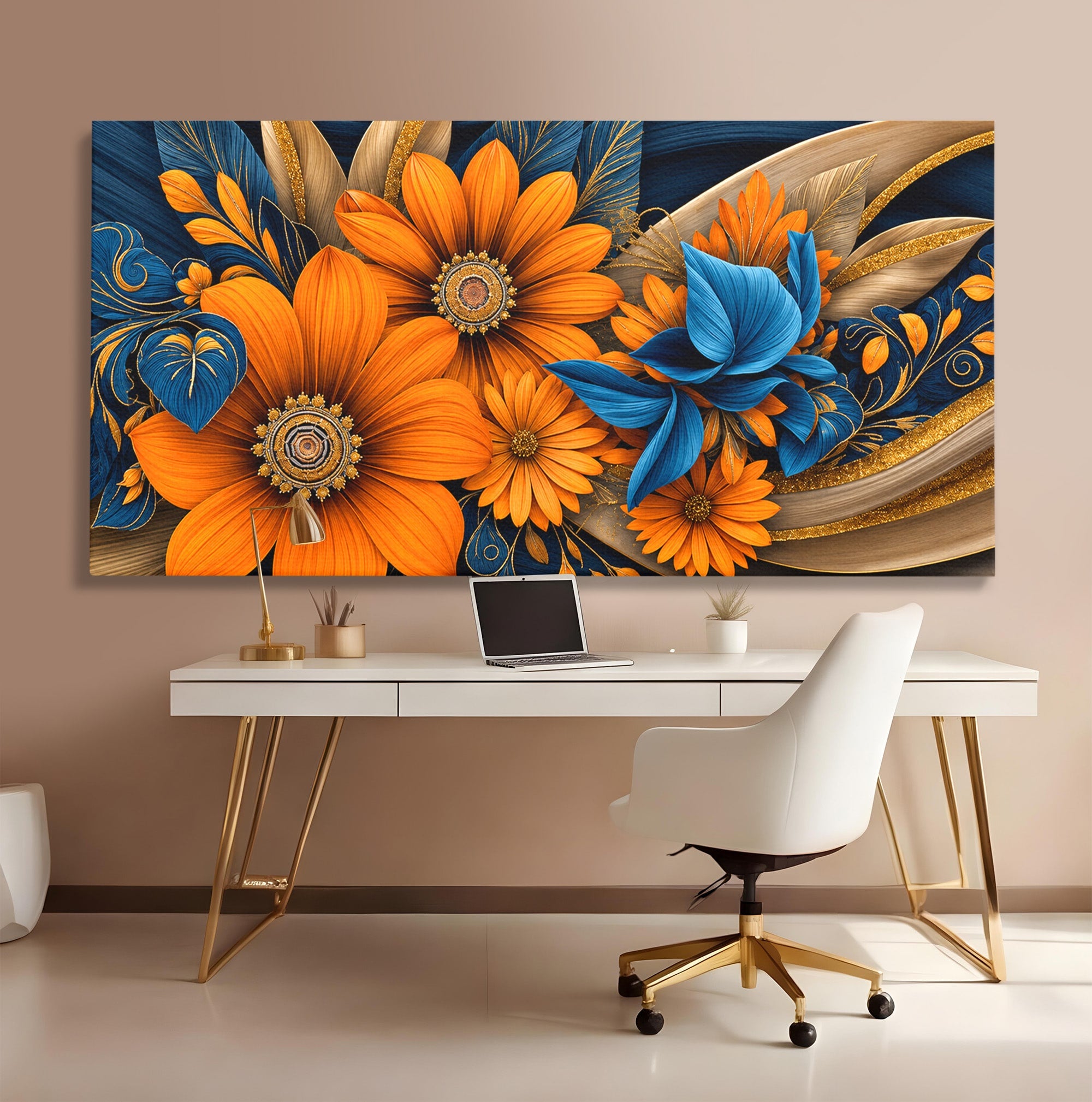 Tablou Canvas Premium LuxCanva® A1847, Flori De Toamna Abundente, Flori, Toamna, Abstract, Elegant, Living, Culori Vibrante