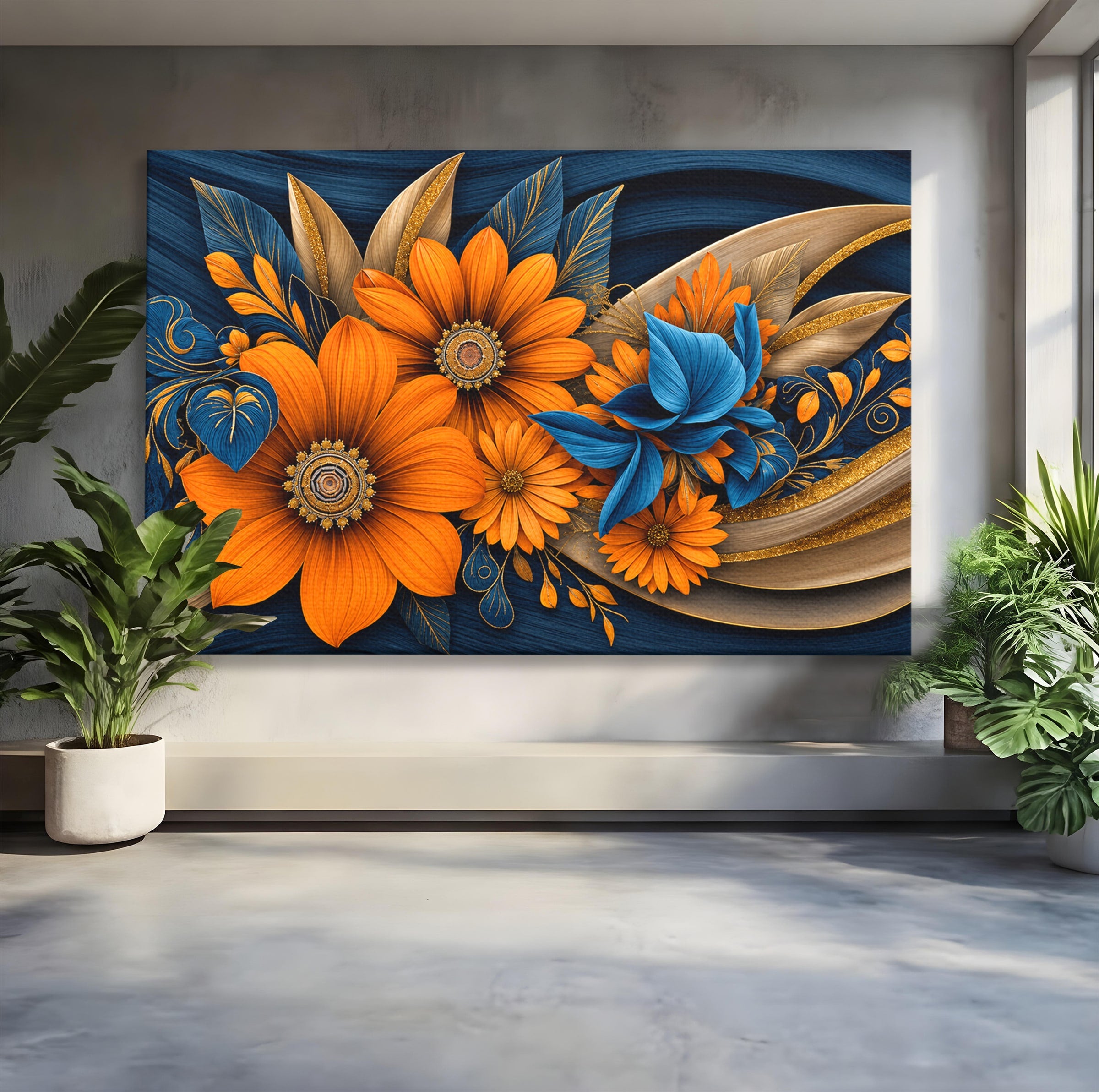Tablou Canvas Premium LuxCanva® A1847, Flori De Toamna Abundente, Flori, Toamna, Abstract, Elegant, Living, Culori Vibrante