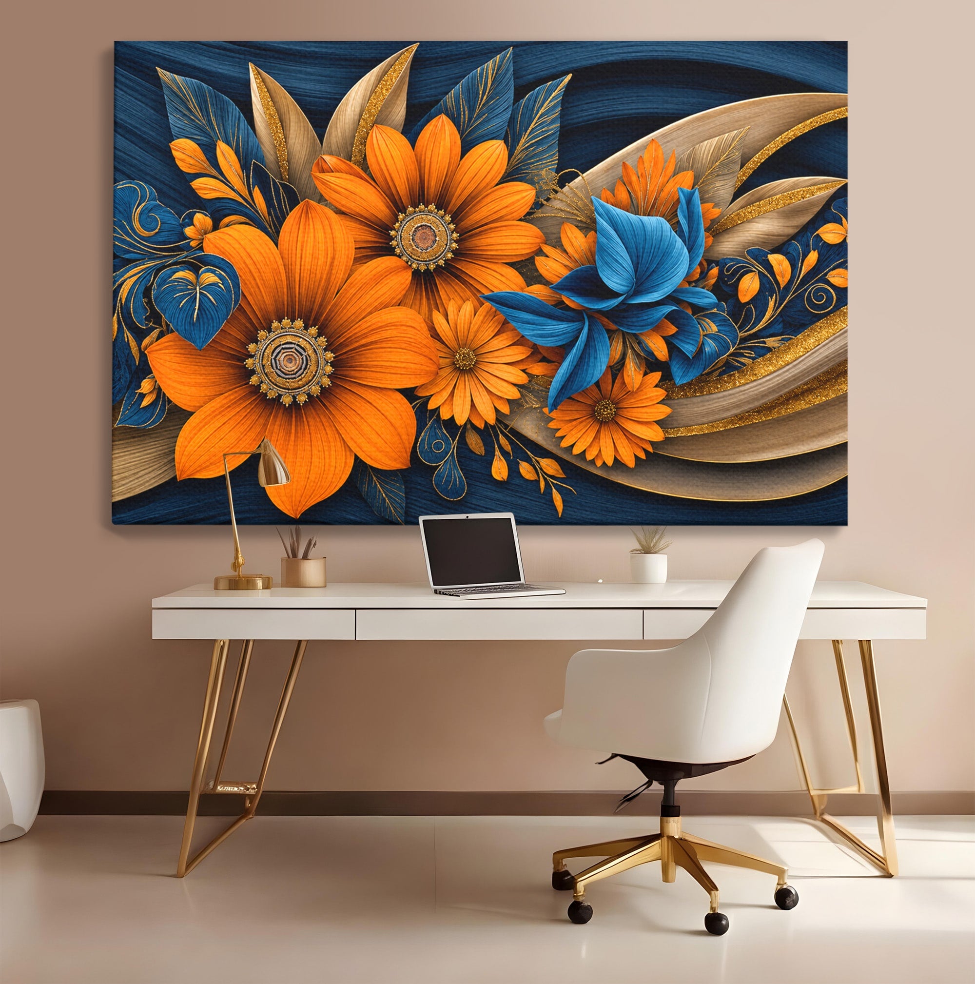 Tablou Canvas Premium LuxCanva® A1847, Flori De Toamna Abundente, Flori, Toamna, Abstract, Elegant, Living, Culori Vibrante