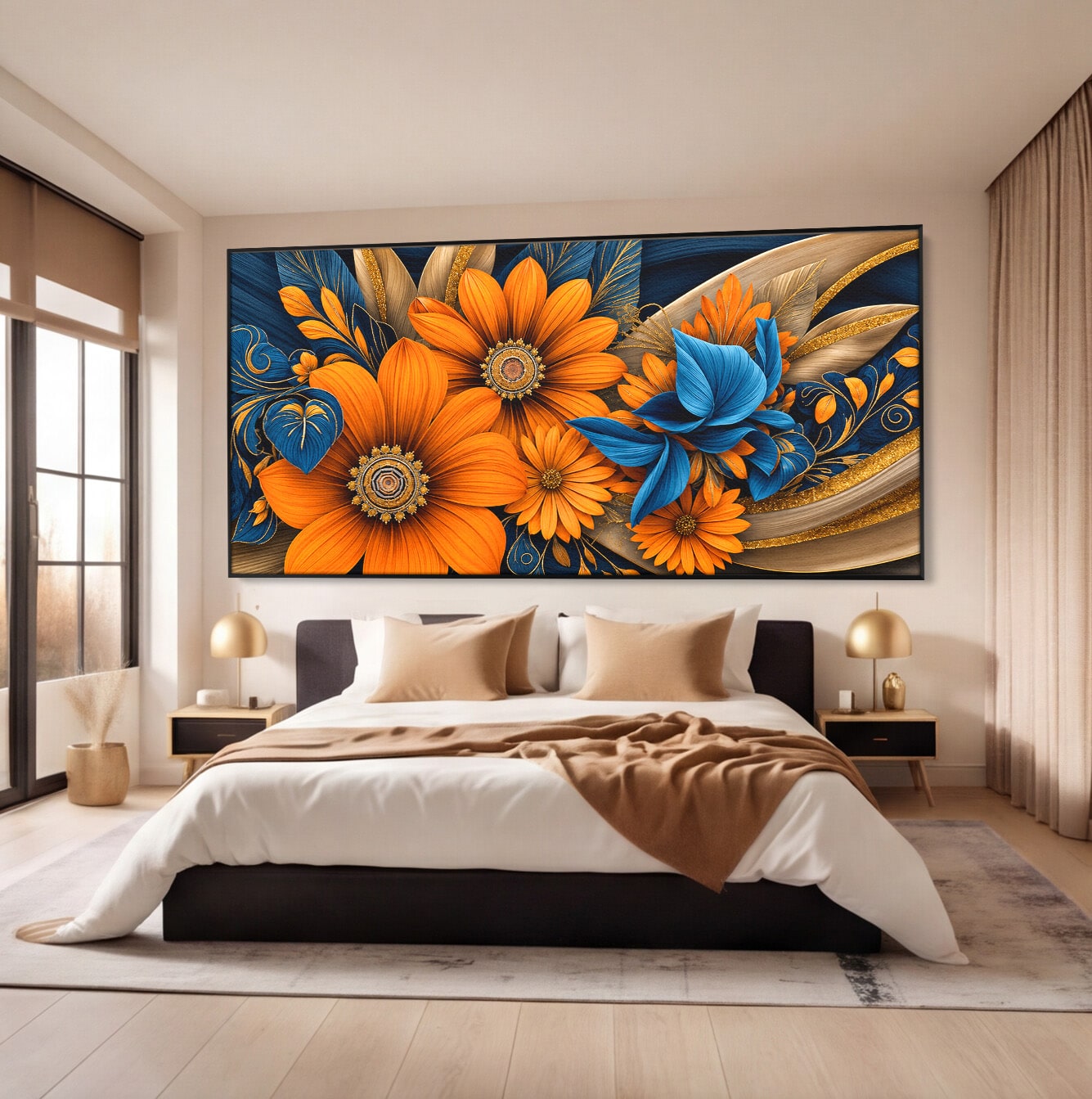 Tablou Canvas Premium LuxCanva® A1847, Flori De Toamna Abundente, Flori, Toamna, Abstract, Elegant, Living, Culori Vibrante