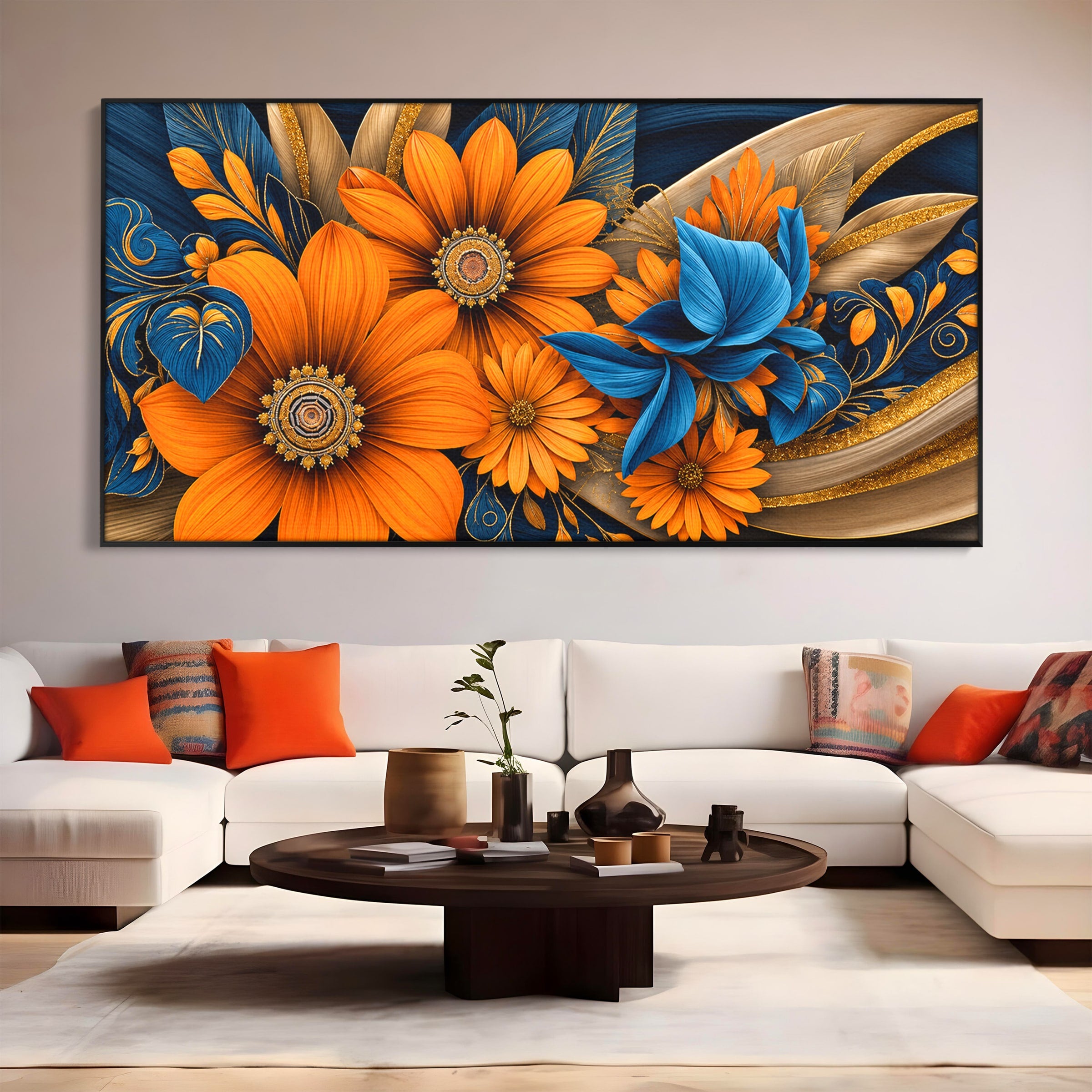 Tablou Canvas Premium LuxCanva® A1847, Flori De Toamna Abundente, Flori, Toamna, Abstract, Elegant, Living, Culori Vibrante