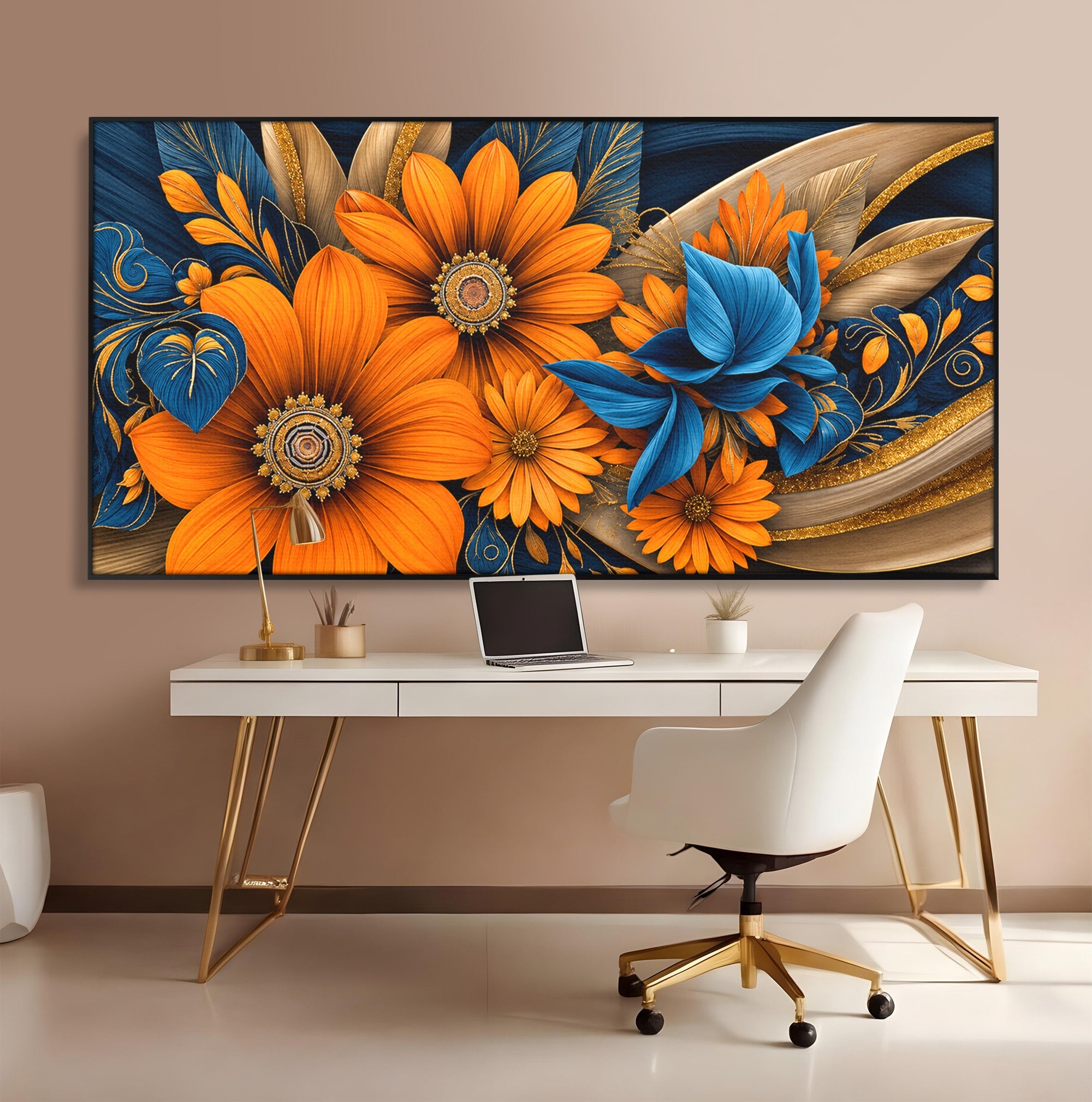 Tablou Canvas Premium LuxCanva® A1847, Flori De Toamna Abundente, Flori, Toamna, Abstract, Elegant, Living, Culori Vibrante