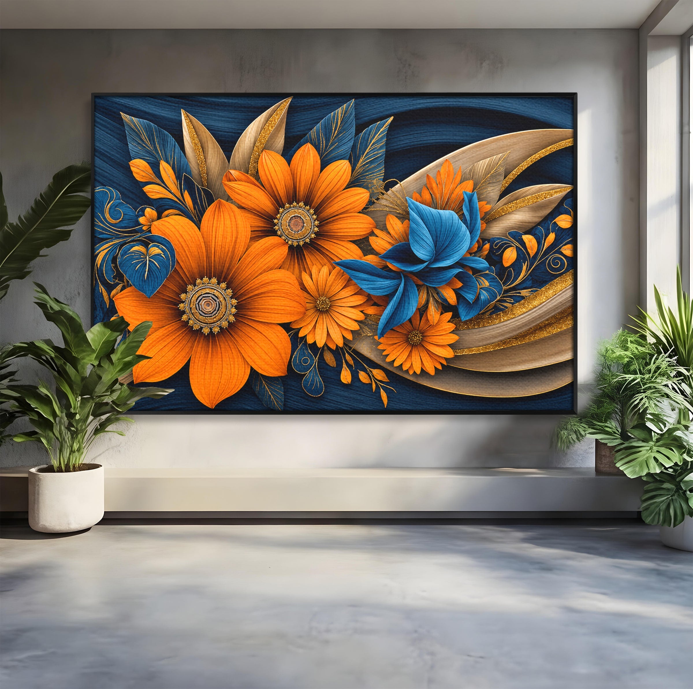 Tablou Canvas Premium LuxCanva® A1847, Flori De Toamna Abundente, Flori, Toamna, Abstract, Elegant, Living, Culori Vibrante