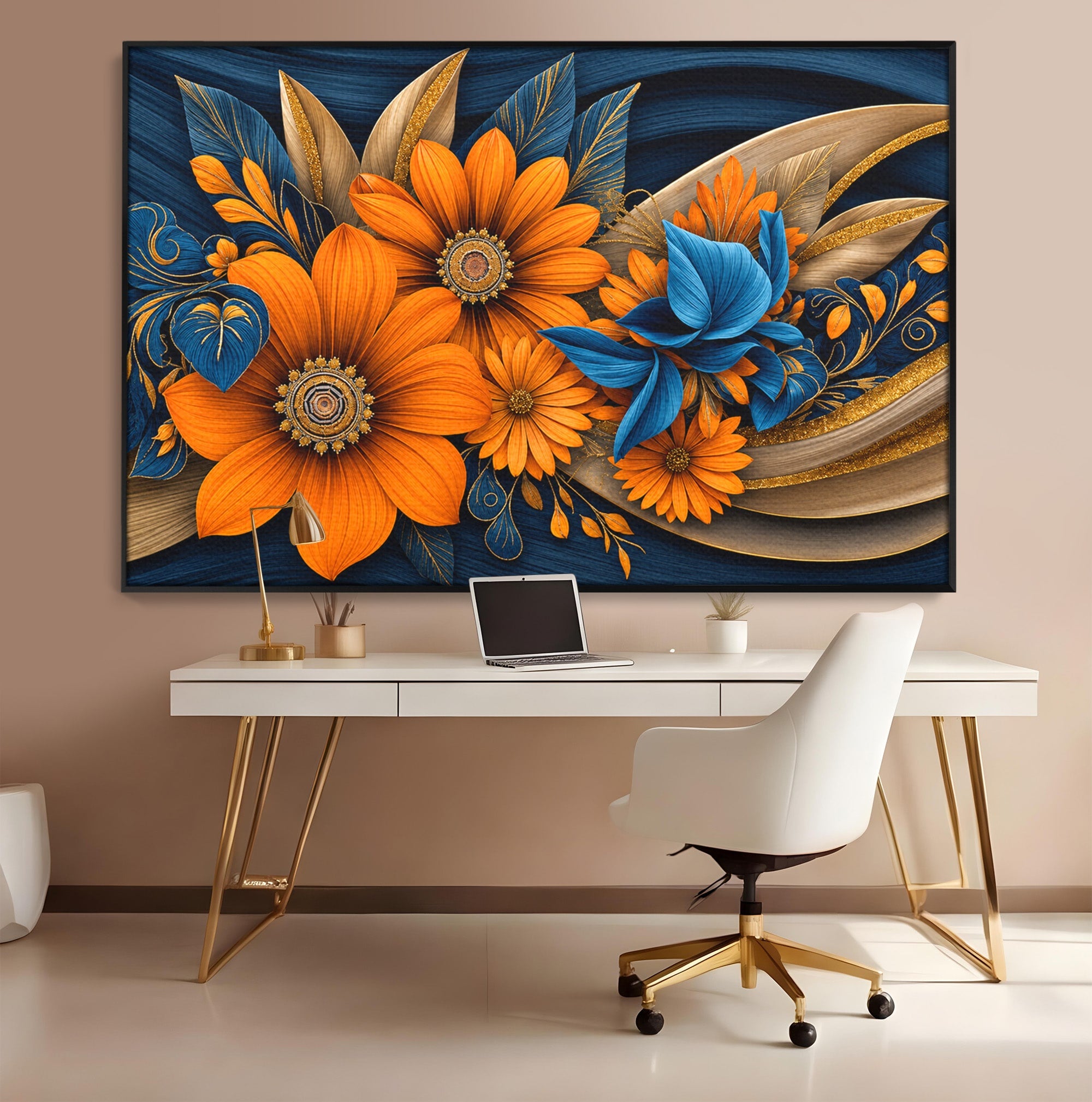 Tablou Canvas Premium LuxCanva® A1847, Flori De Toamna Abundente, Flori, Toamna, Abstract, Elegant, Living, Culori Vibrante