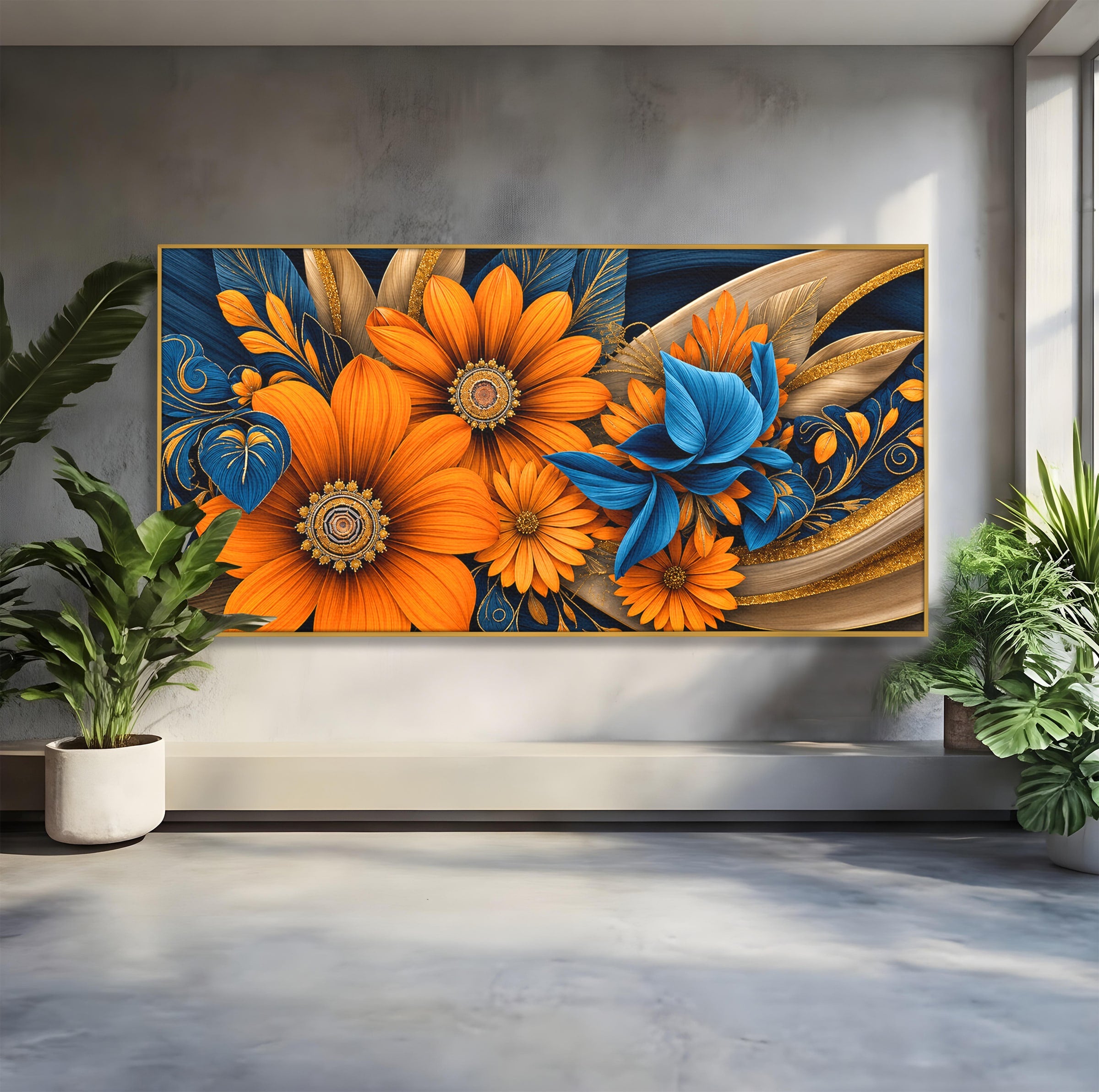 Tablou Canvas Premium LuxCanva® A1847, Flori De Toamna Abundente, Flori, Toamna, Abstract, Elegant, Living, Culori Vibrante
