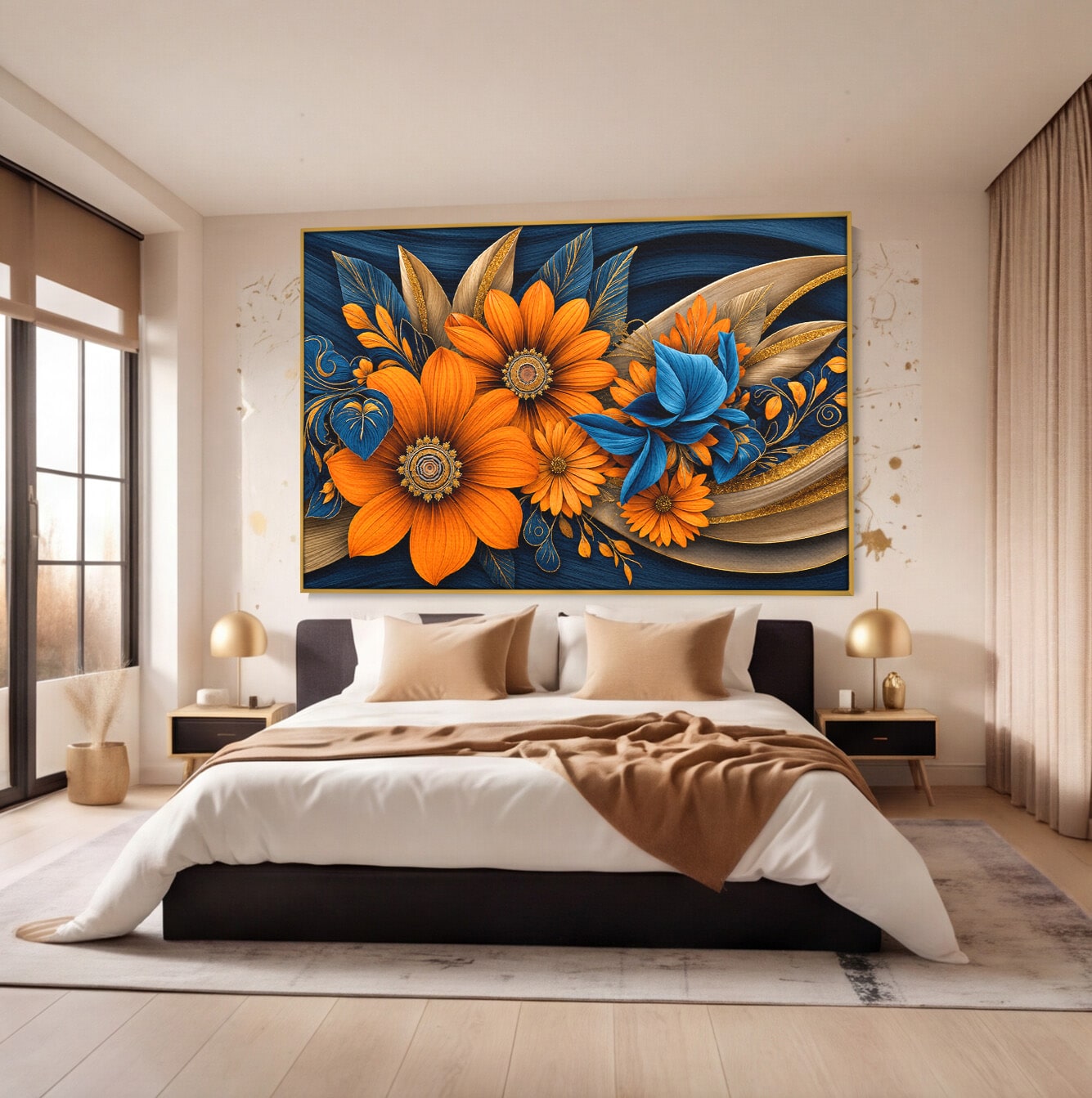 Tablou Canvas Premium LuxCanva® A1847, Flori De Toamna Abundente, Flori, Toamna, Abstract, Elegant, Living, Culori Vibrante