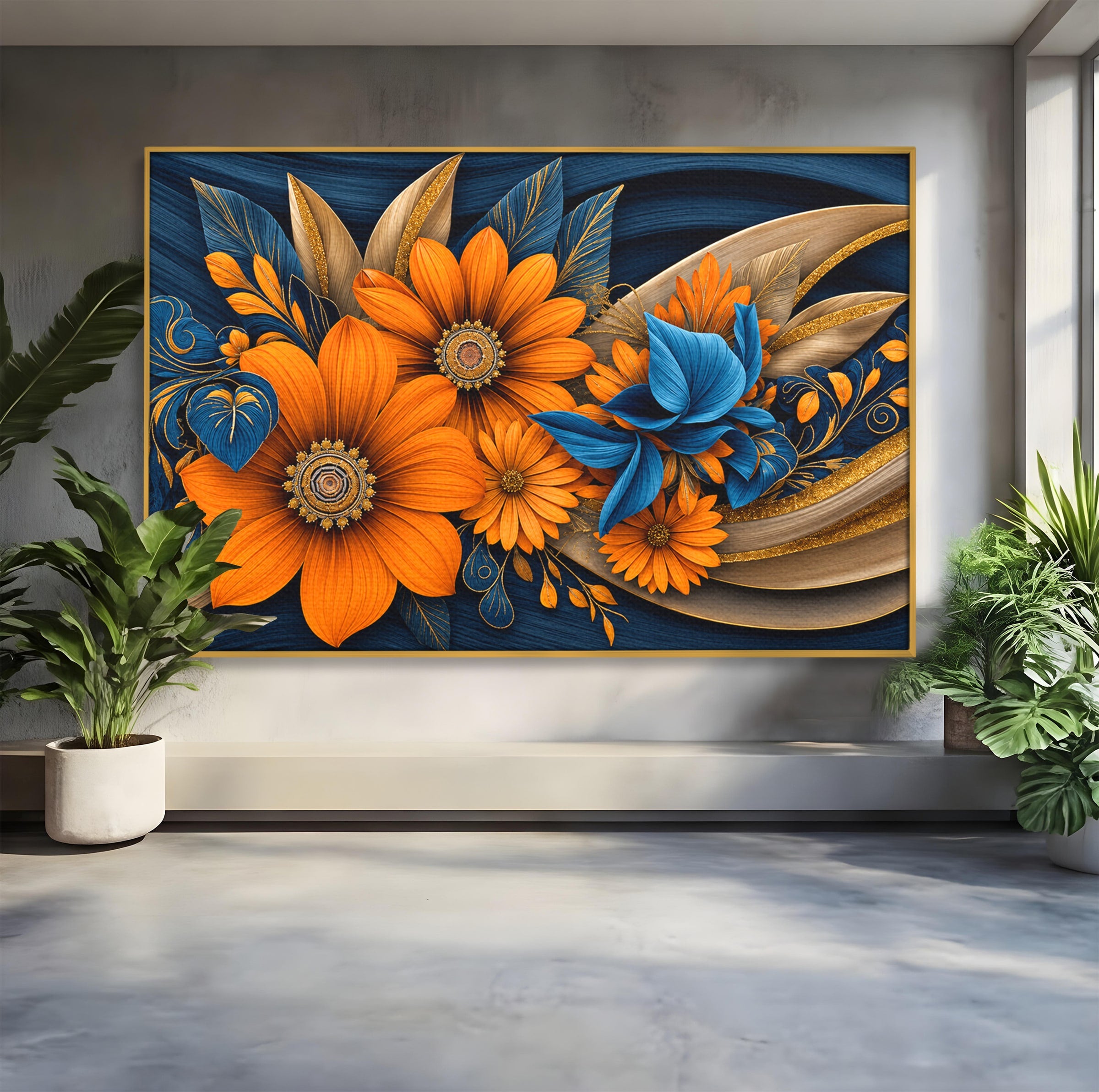 Tablou Canvas Premium LuxCanva® A1847, Flori De Toamna Abundente, Flori, Toamna, Abstract, Elegant, Living, Culori Vibrante