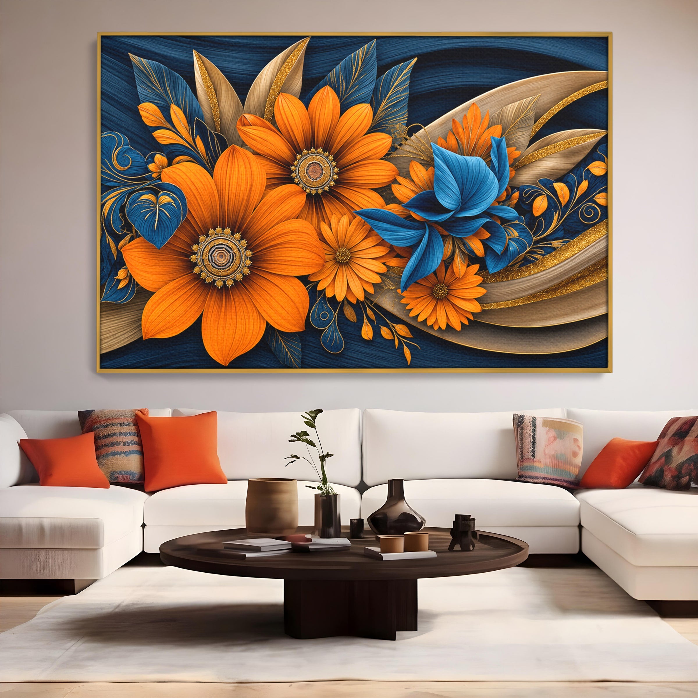 Tablou Canvas Premium LuxCanva® A1847, Flori De Toamna Abundente, Flori, Toamna, Abstract, Elegant, Living, Culori Vibrante