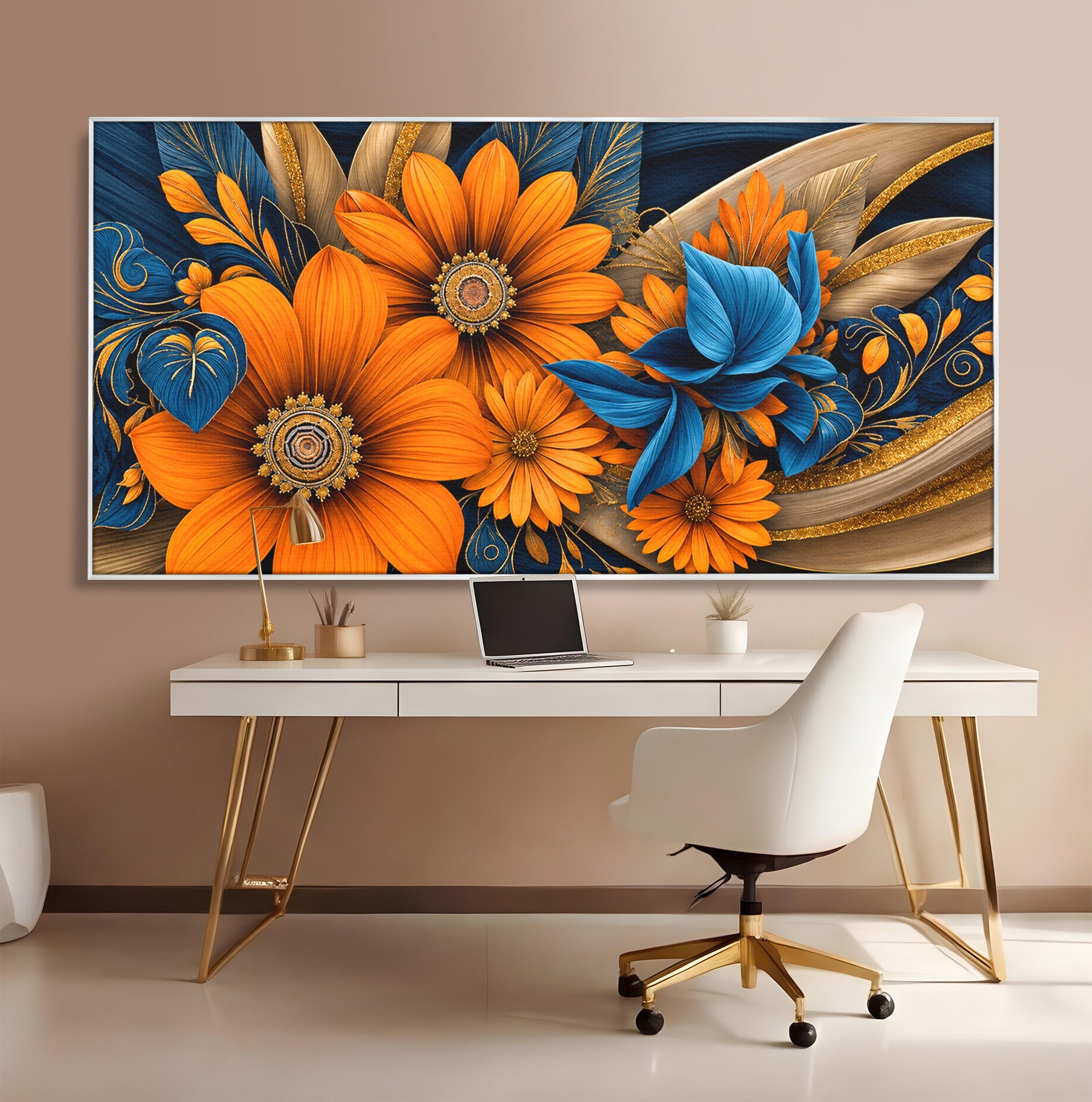 Tablou Canvas Premium LuxCanva® A1847, Flori De Toamna Abundente, Flori, Toamna, Abstract, Elegant, Living, Culori Vibrante