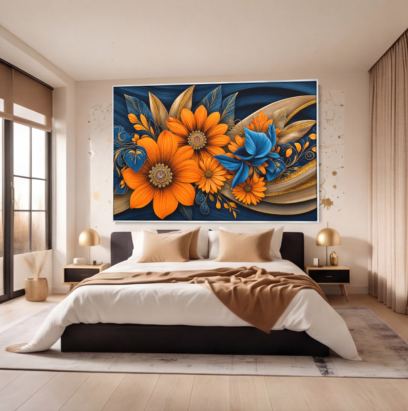 Tablou Canvas Premium LuxCanva® A1847, Flori De Toamna Abundente, Flori, Toamna, Abstract, Elegant, Living, Culori Vibrante