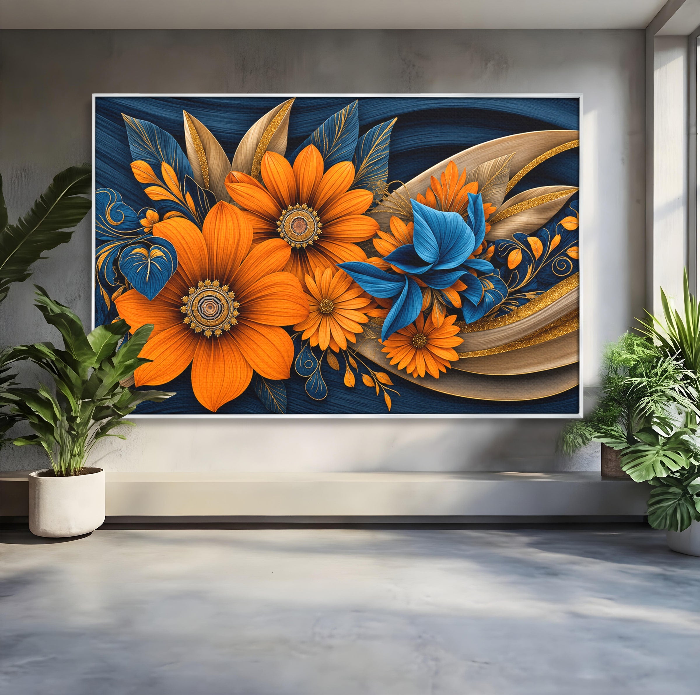 Tablou Canvas Premium LuxCanva® A1847, Flori De Toamna Abundente, Flori, Toamna, Abstract, Elegant, Living, Culori Vibrante