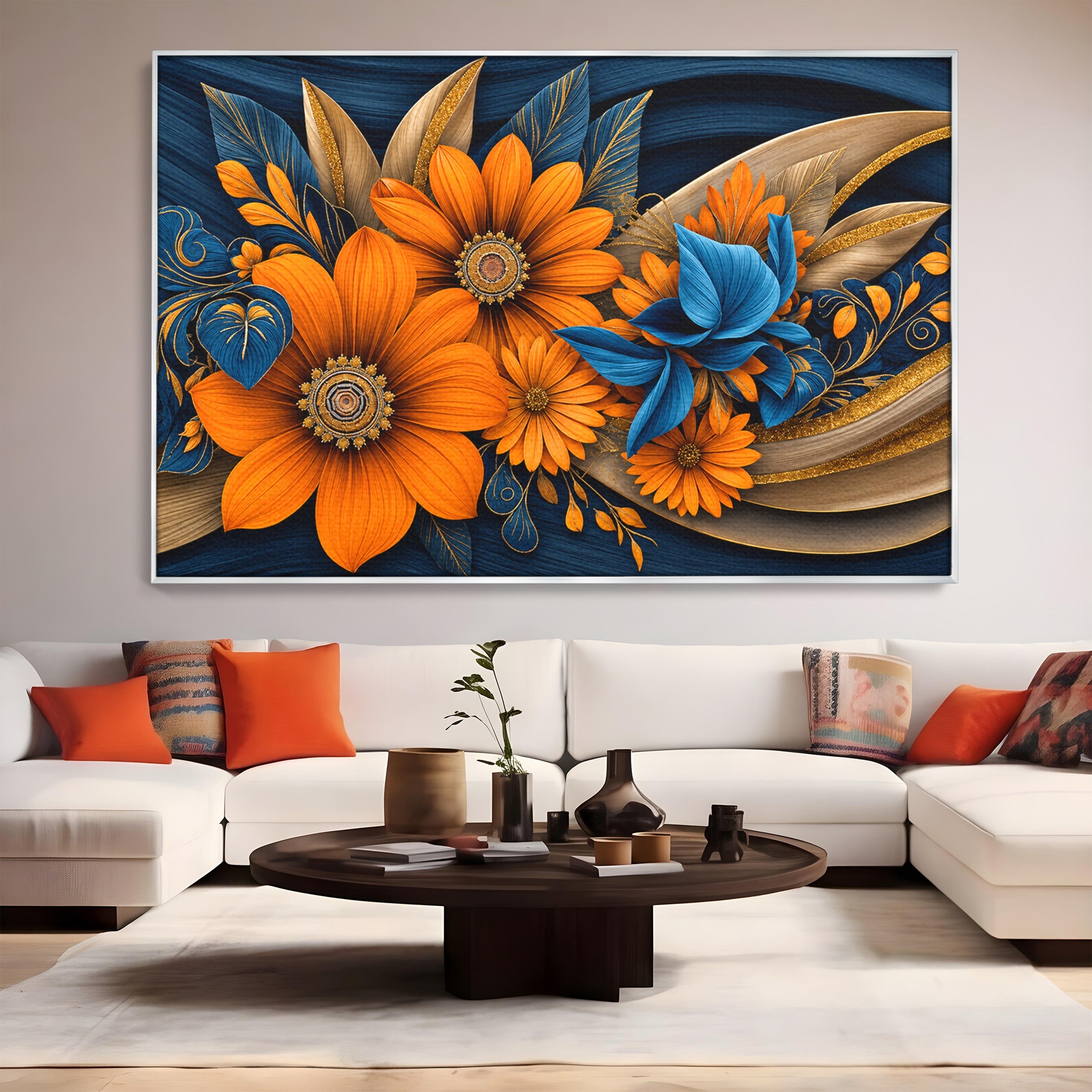 Tablou Canvas Premium LuxCanva® A1847, Flori De Toamna Abundente, Flori, Toamna, Abstract, Elegant, Living, Culori Vibrante